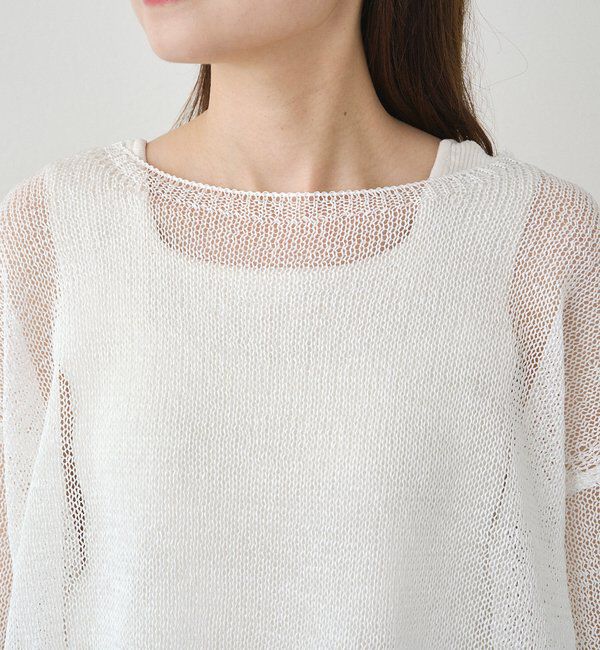  「テープヤーンハーフスリーブニットプルオーバー」|ニット・セーター|