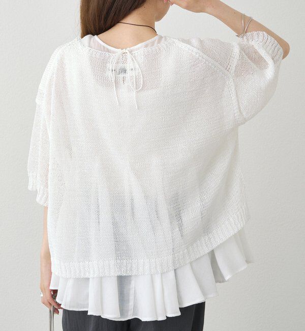  「テープヤーンハーフスリーブニットプルオーバー」|ニット・セーター|