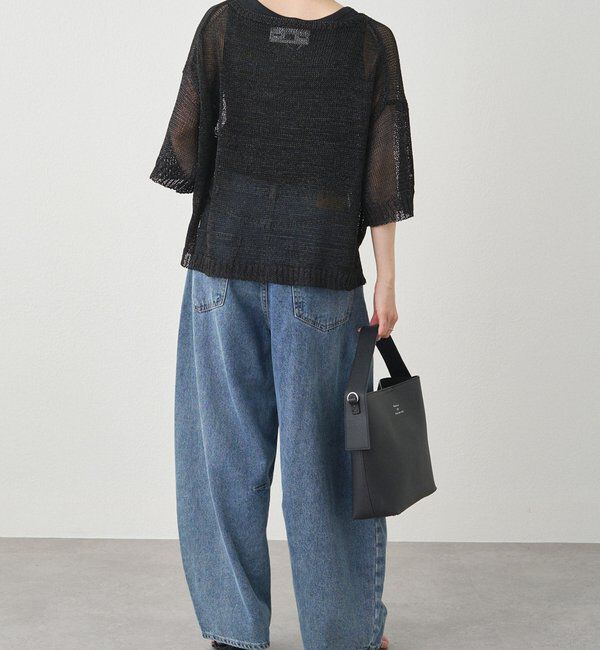  「テープヤーンハーフスリーブニットプルオーバー」|ニット・セーター|