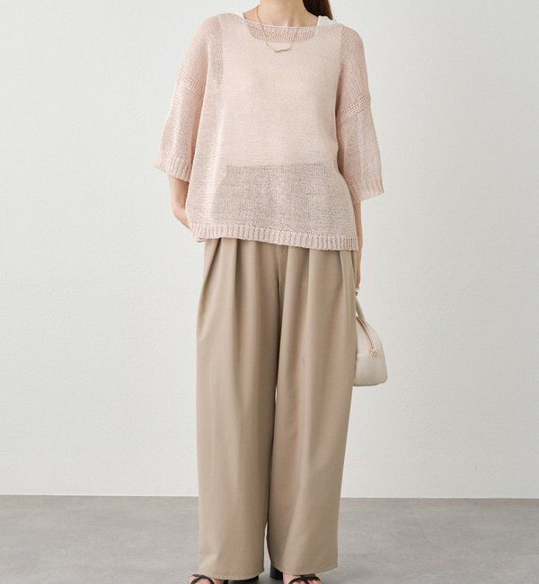  「テープヤーンハーフスリーブニットプルオーバー」|ニット・セーター|