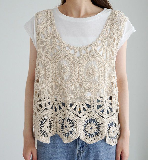  「【25AW】カギ針編み風ビスチェ」|ニット・セーター|