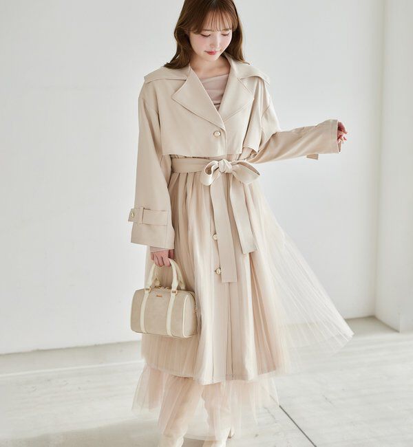  「チュールトレンチコート」|その他|ベージュ