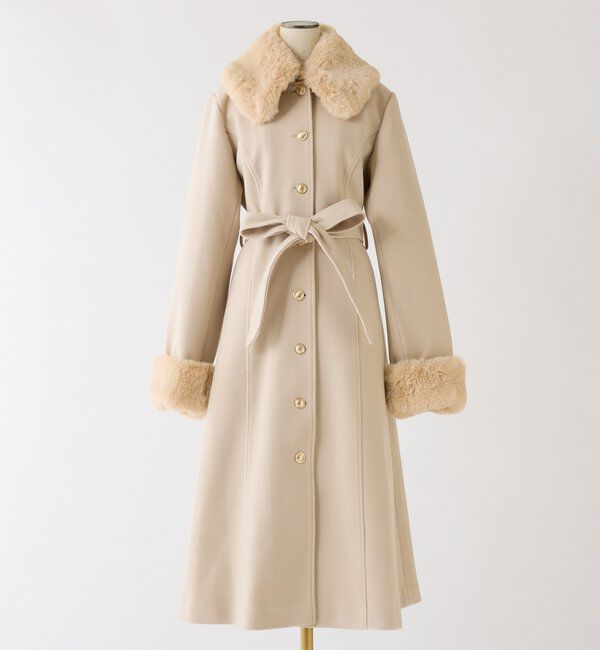  「【サイズ展開あり】襟/袖ファーマルチリボンロングコート」|その他|