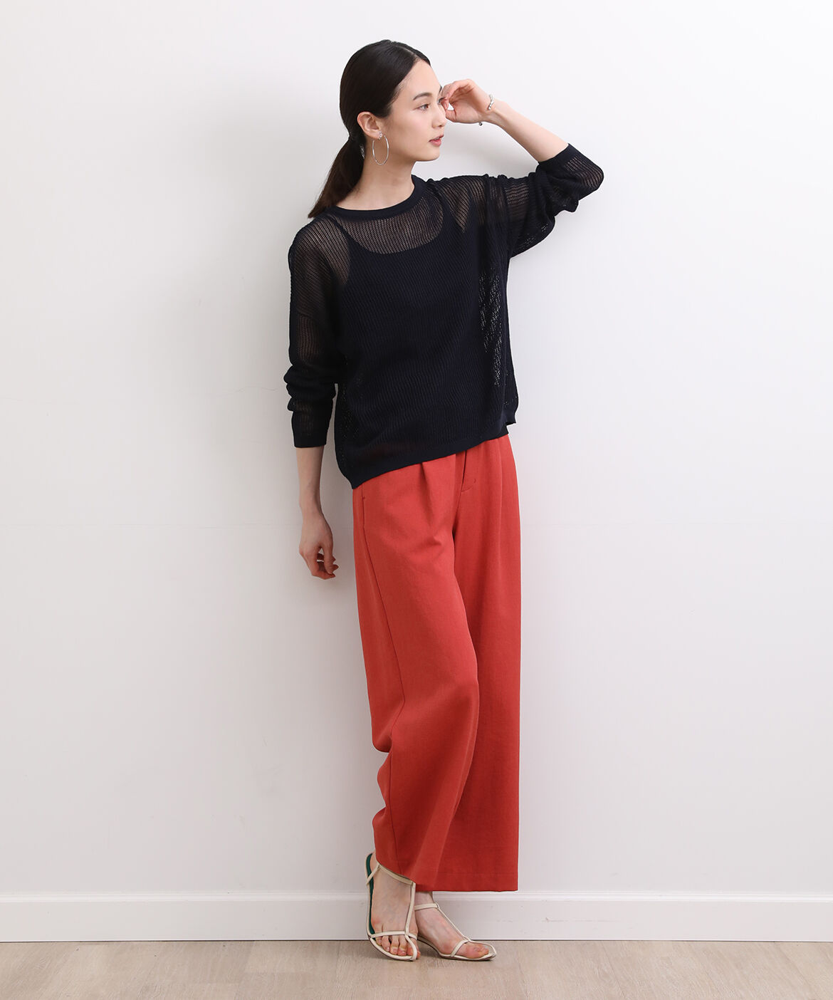 7-IDconcept.「《大きいサイズ》透かし柄クルーネックニット」|ニット・セーター|