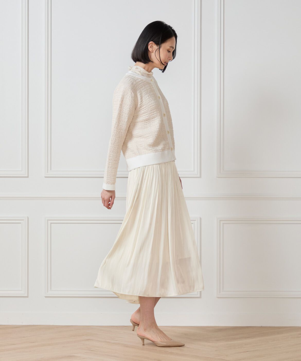 7-IDconcept.「《大きいサイズ》サテンギャザースカート」|フレア|