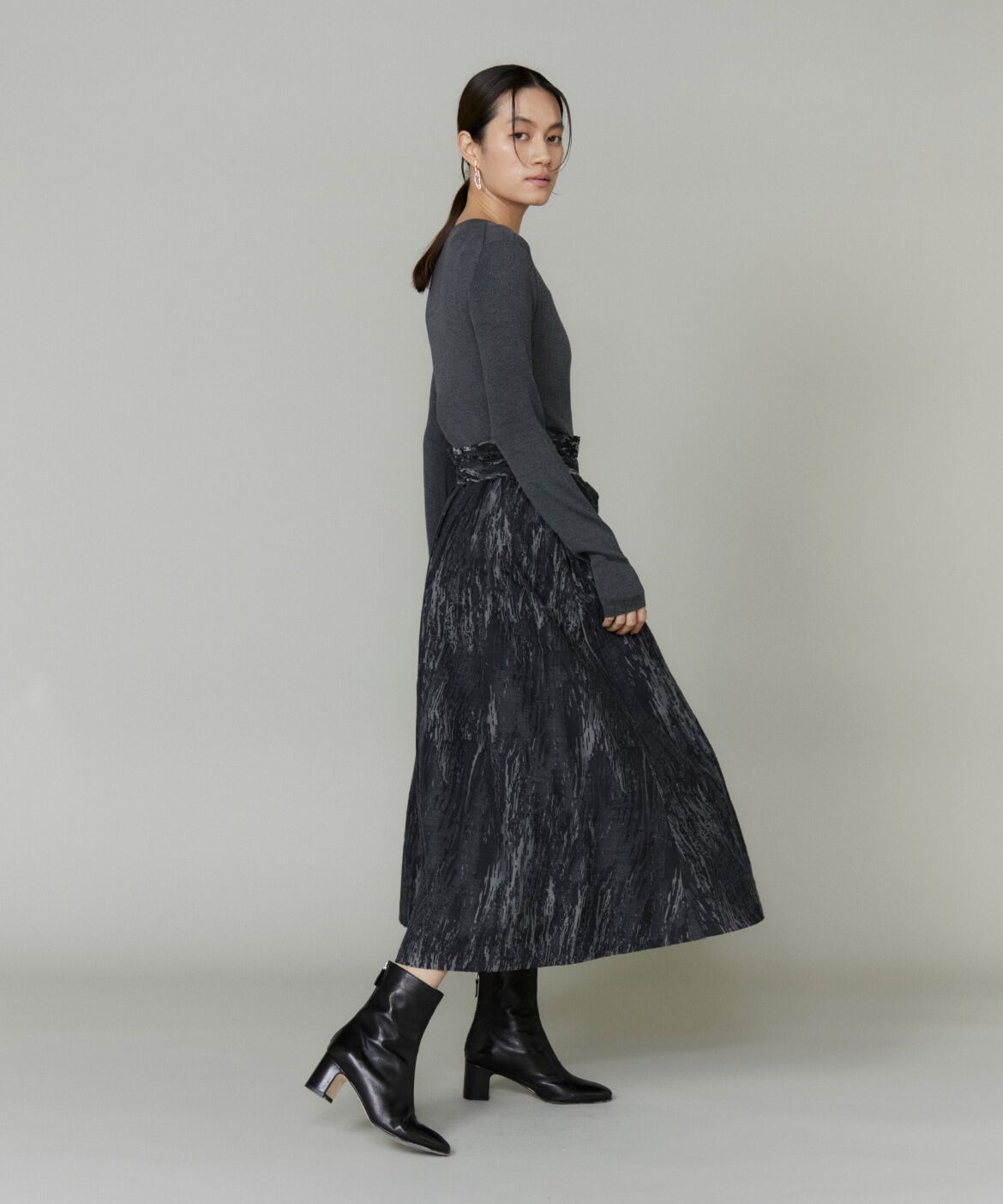 la veille by SUPERIOR CLOSET「《大きいサイズ》ジャガードタックスカート　」|フレア|