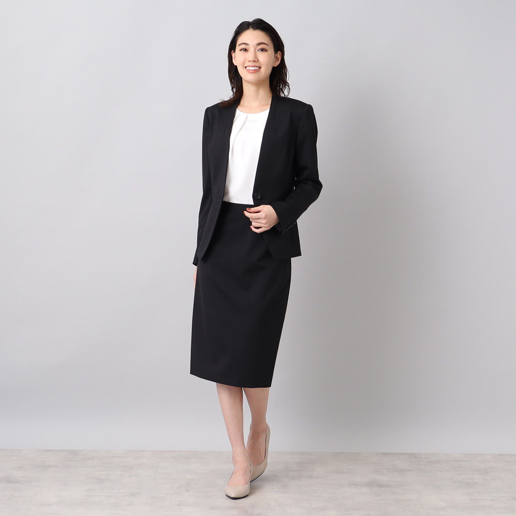 UNTITLED「ファインウーステッド カラーレスジャケット」|ノーカラージャケット|