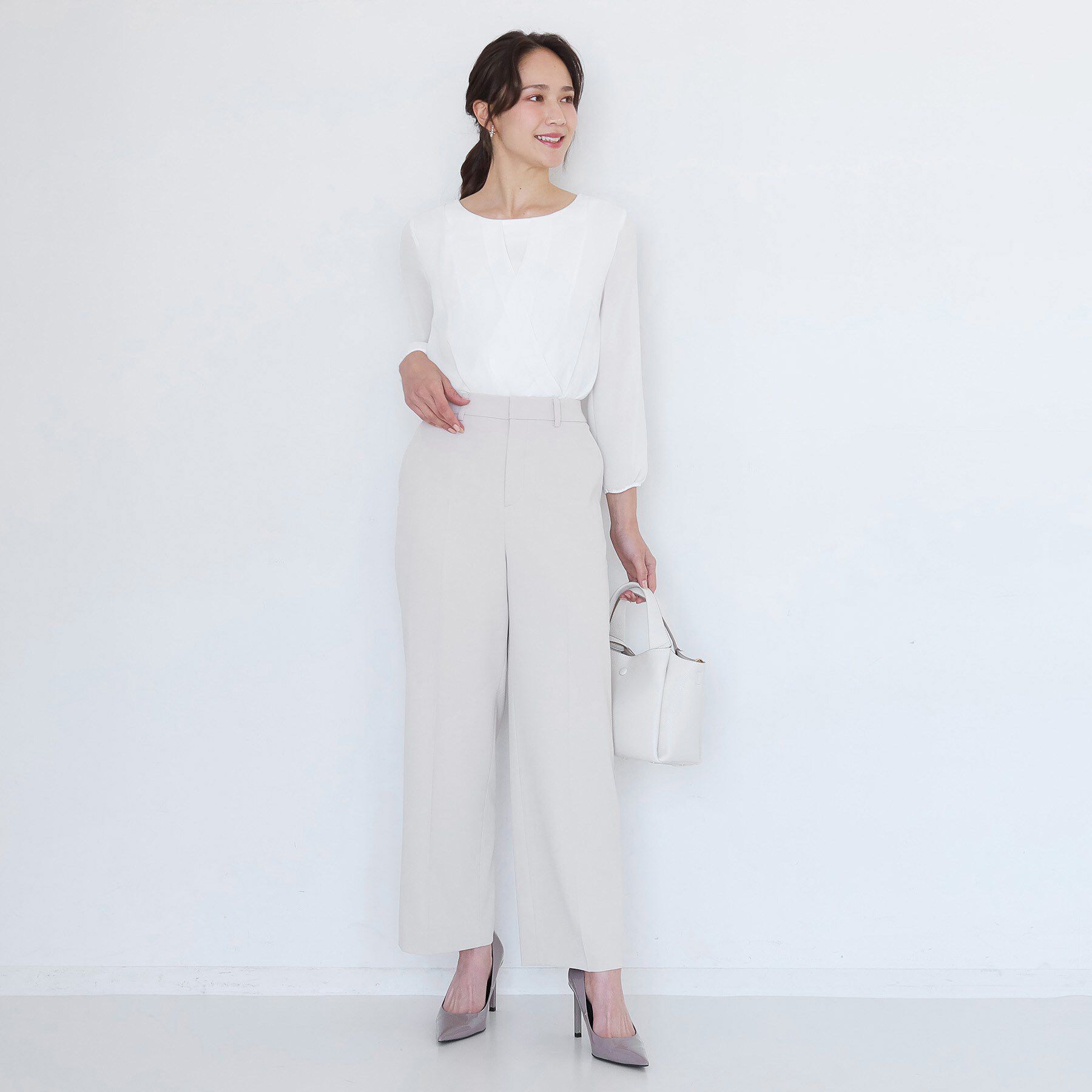 COUP DE CHANCE「【手洗い可／日本製／伸縮性／スーツ可】センタープレス入りストレートワイドパンツ」|その他|