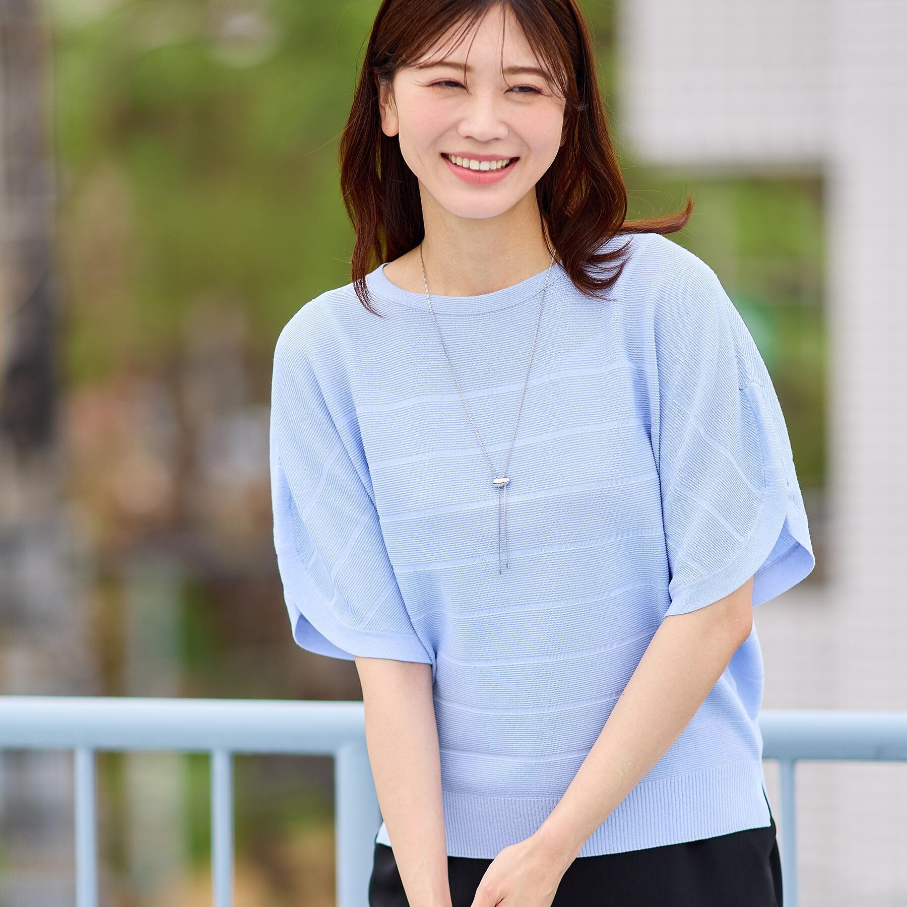 Reflect「ドライタッチプルオーバーニット」|ニット・セーター|ブルー(091)