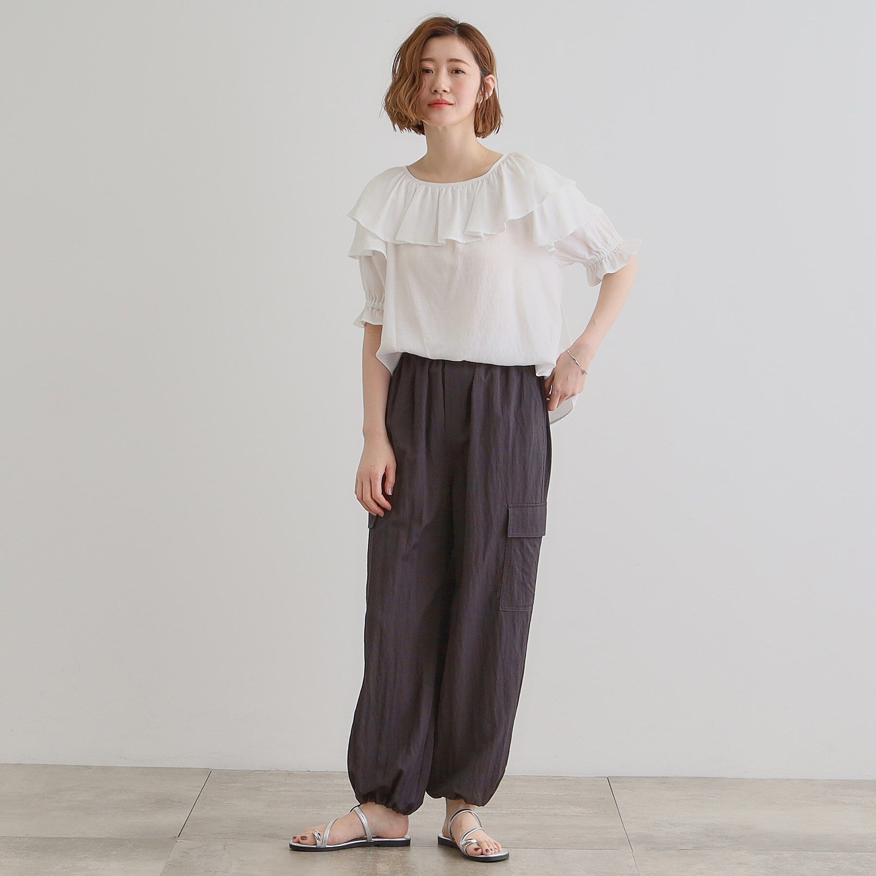 grove「麻調ダブルフリルブラウス」|シャツ・ブラウス|