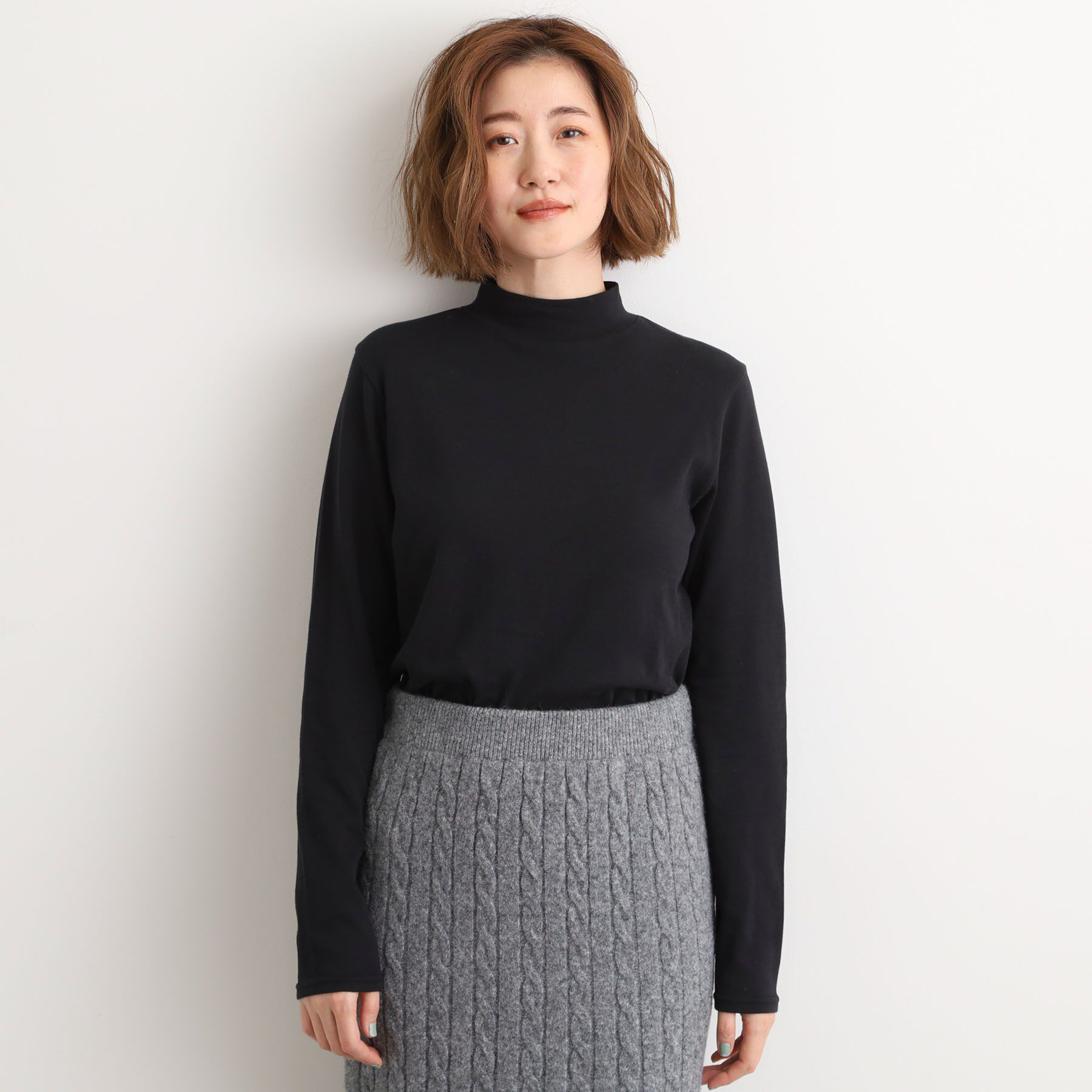 grove「【吸湿発熱】秋冬のレイヤードを格上げ　コットンハイネックプルオーバー」|Tシャツ・カットソー|