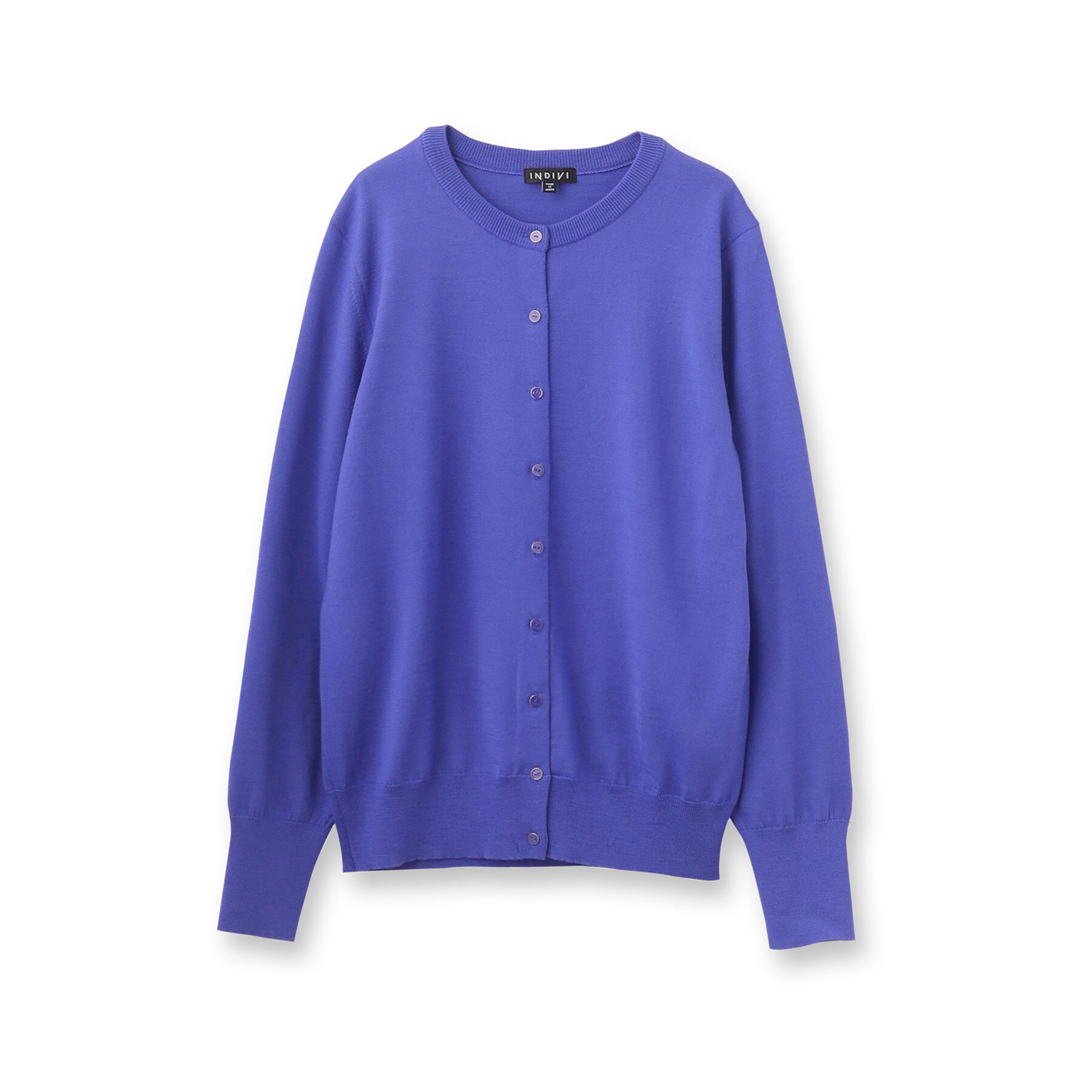 INDIVI「【ウール100%/アンサンブル可】エクストラファインメリノ クルーネックカーディガンニット」|カーディガン|