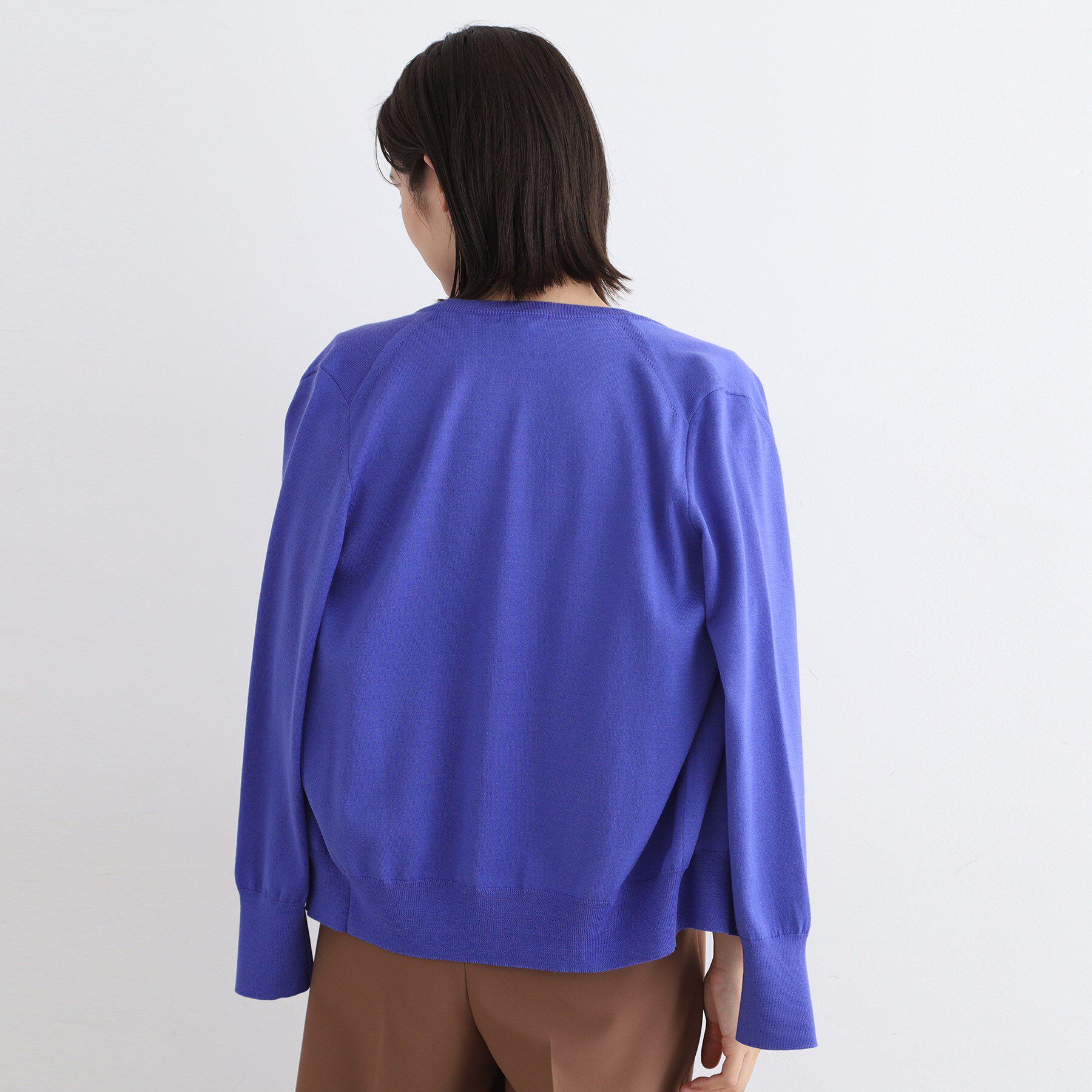 INDIVI「【ウール100%/アンサンブル可】エクストラファインメリノ クルーネックカーディガンニット」|カーディガン|