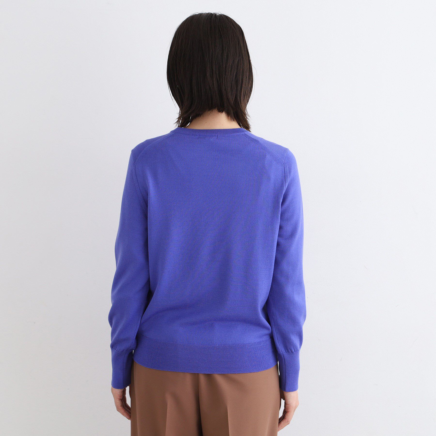 INDIVI「【ウール100%/アンサンブル可】エクストラファインメリノ クルーネックカーディガンニット」|カーディガン|