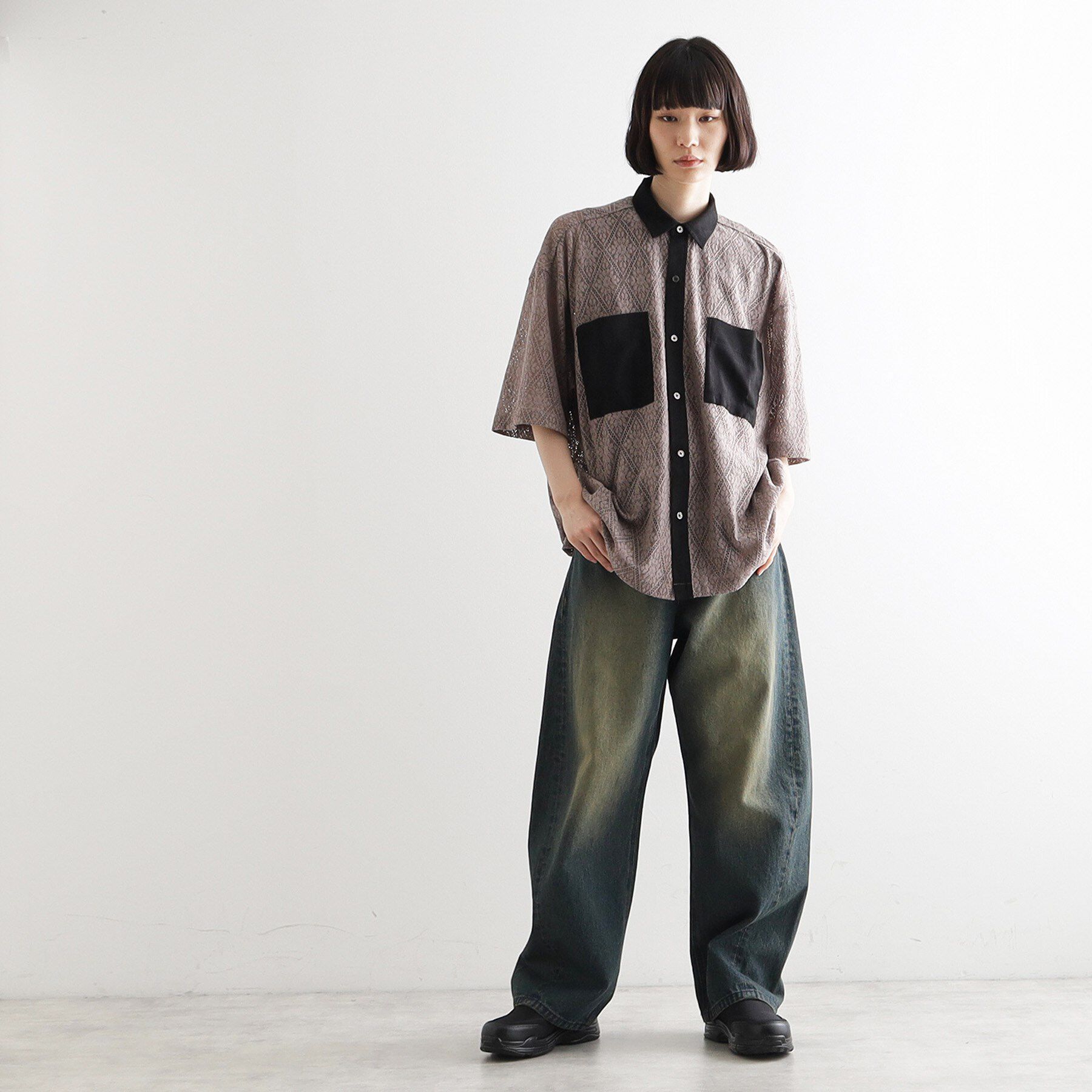 tk.TAKEO KIKUCHI「サマースエードコンビレースシャツ」|シャツ・ブラウス|