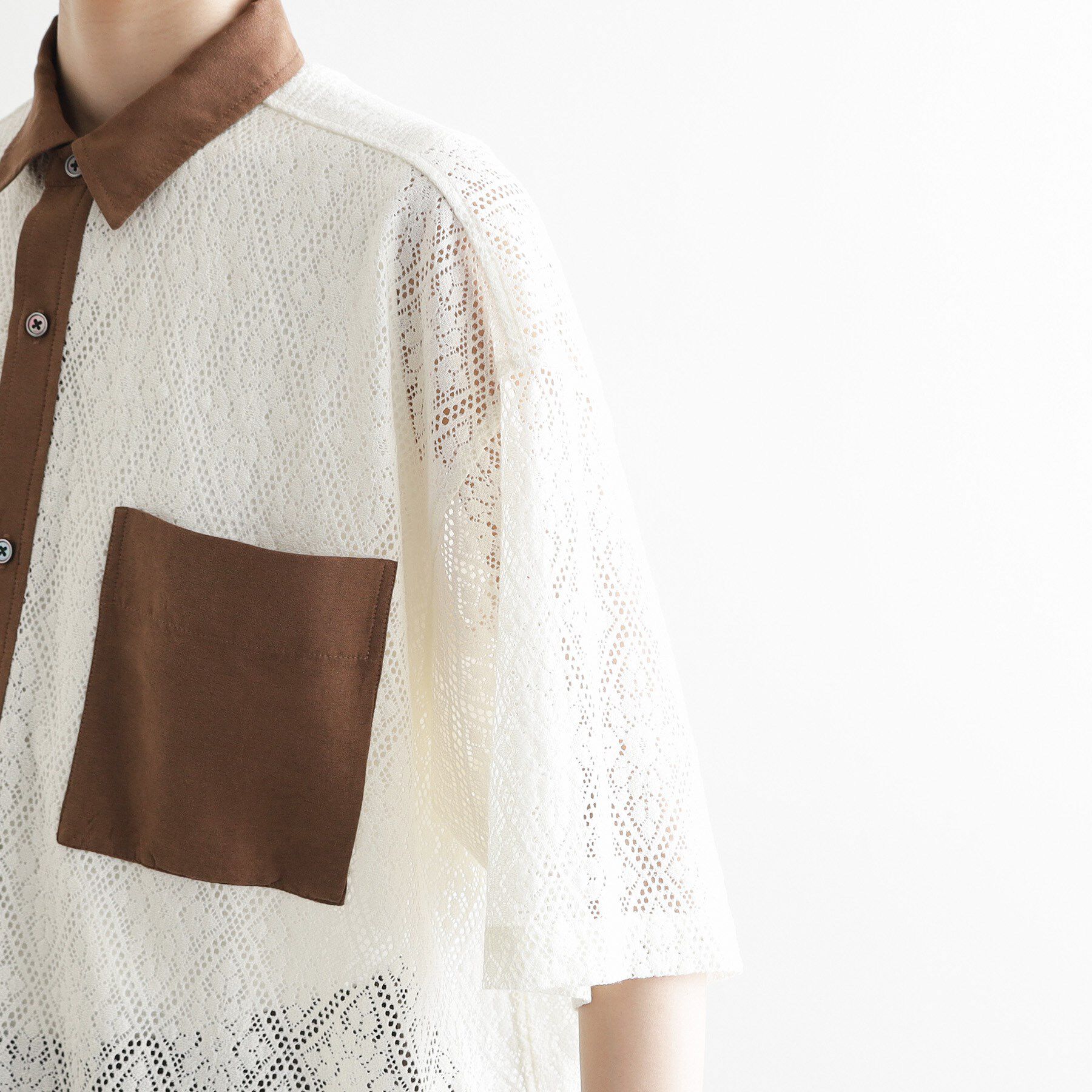 tk.TAKEO KIKUCHI「サマースエードコンビレースシャツ」|シャツ・ブラウス|