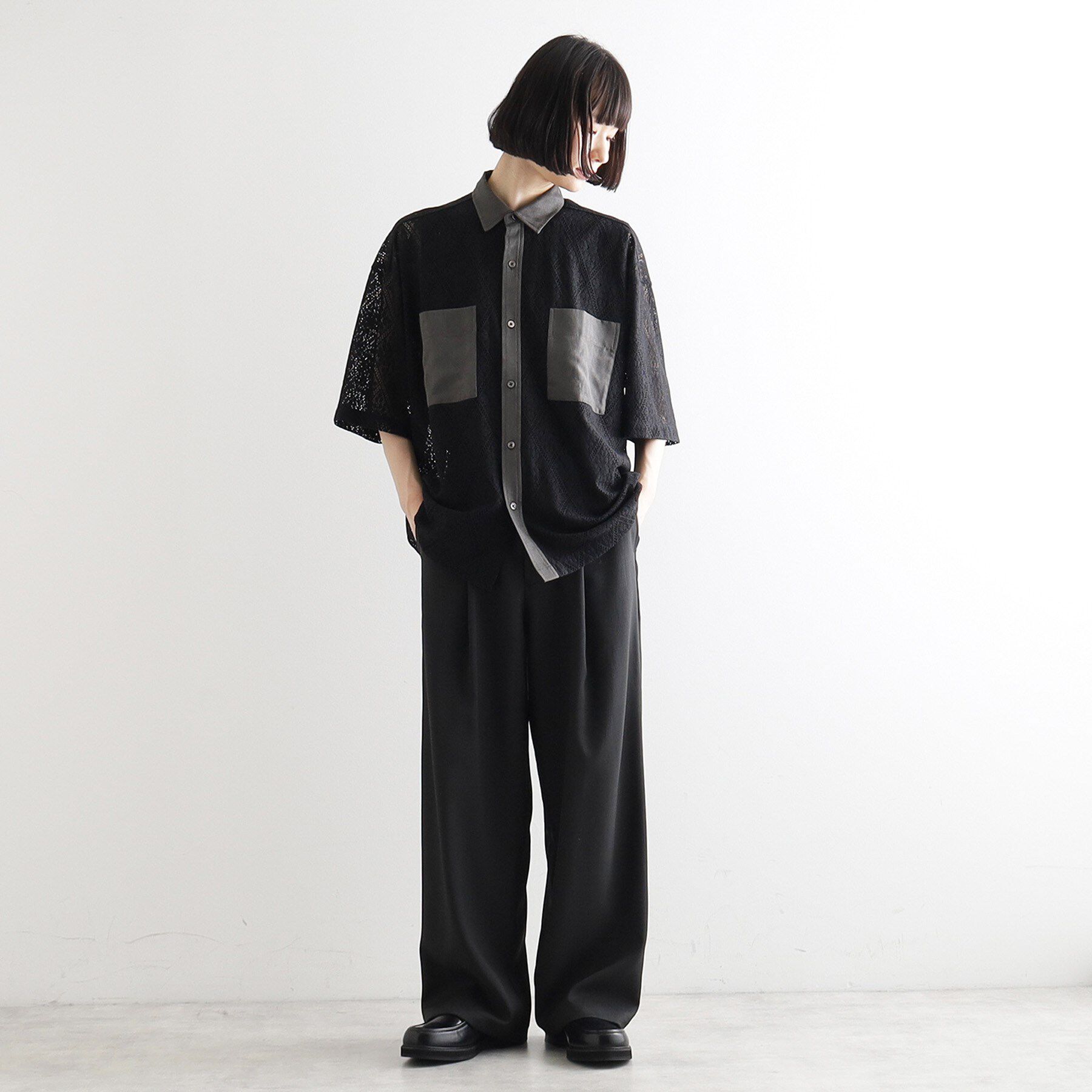 tk.TAKEO KIKUCHI「サマースエードコンビレースシャツ」|シャツ・ブラウス|