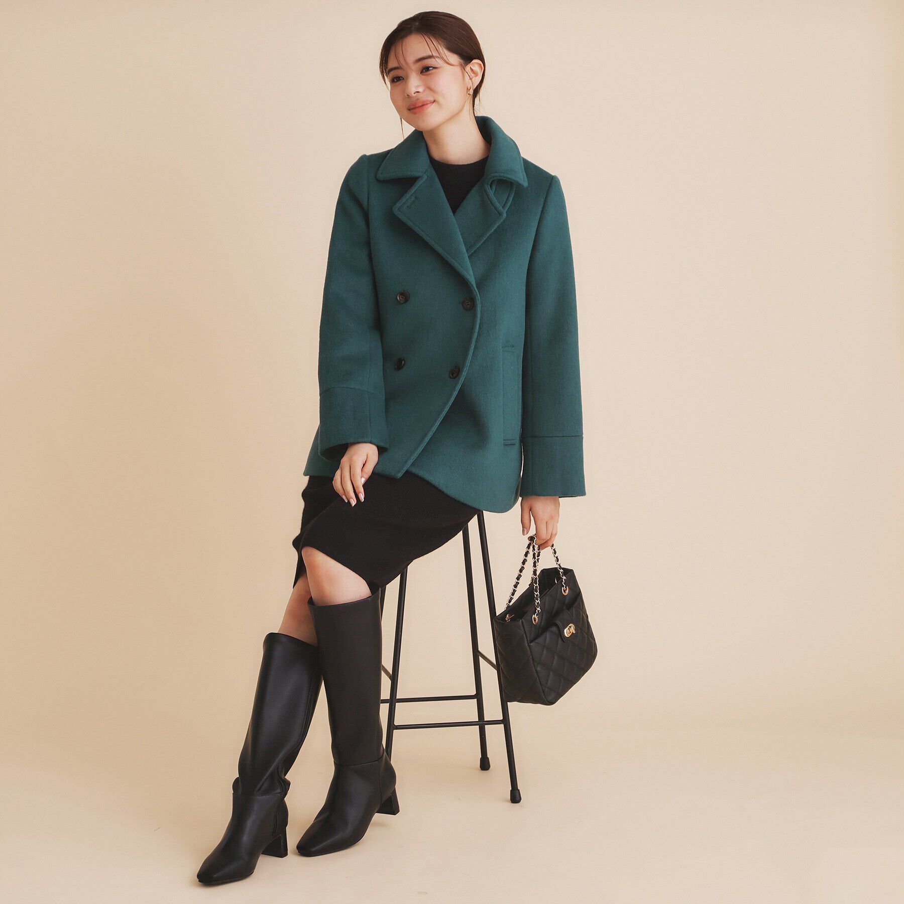 index「《5color/S-Lsize》ウール混 ステンカラーピーコート」|ピーコート|