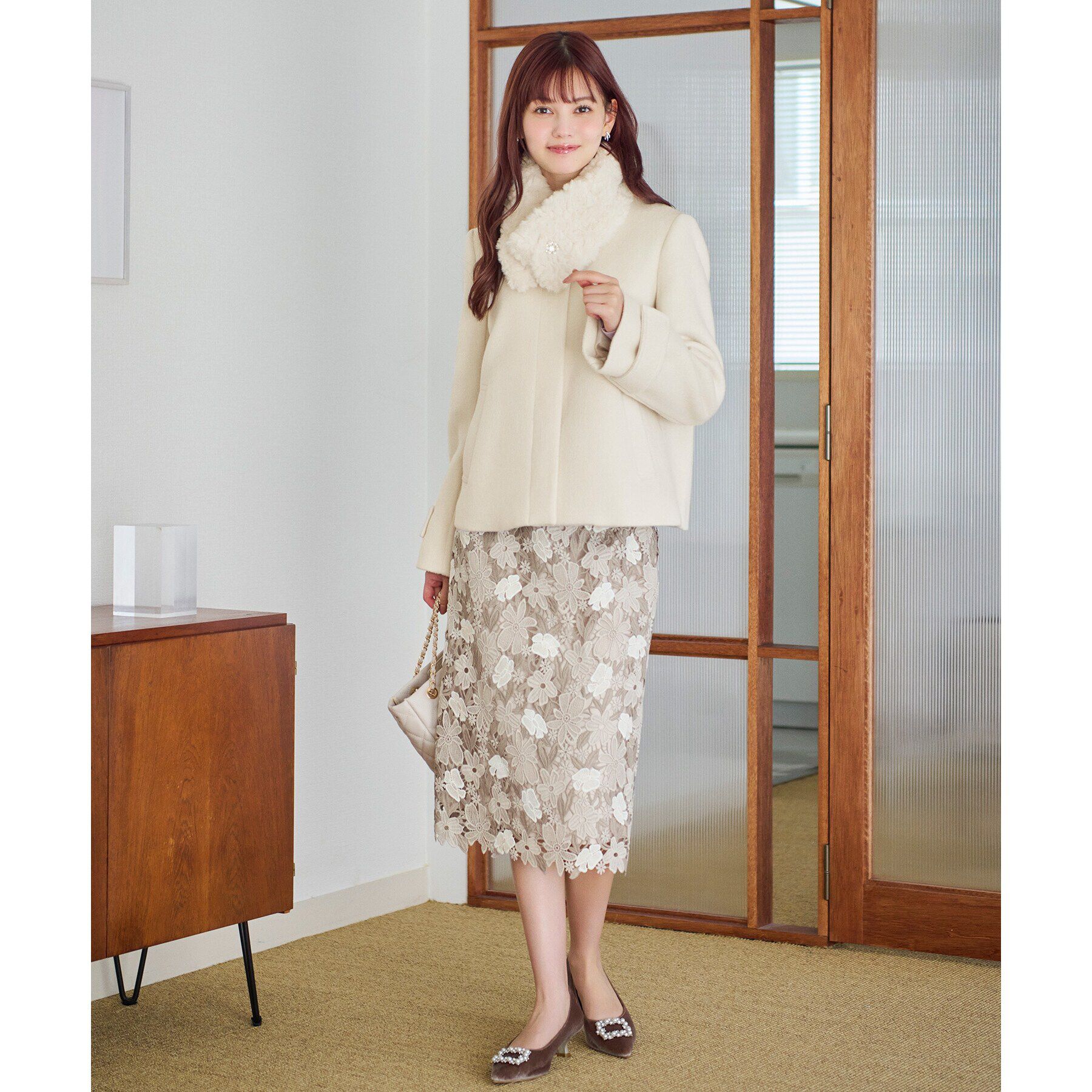 index「《5color/XS-LLsize》ウール混ノーカラーショートコート」|ノーカラーコート|