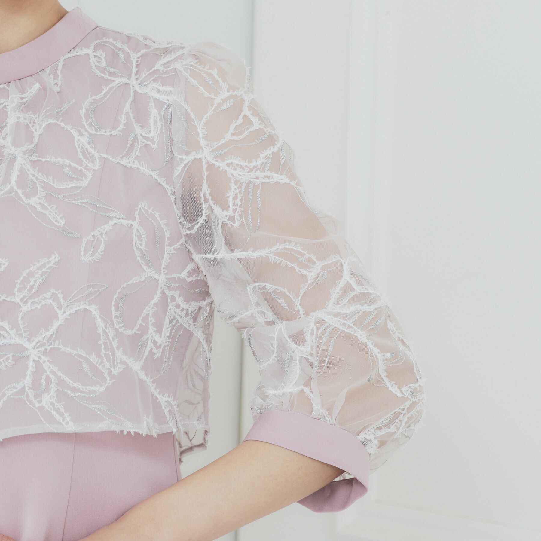 index「フラワーチュールドッキングフレアワンピース【洗濯機洗い可】」|ワンピース|