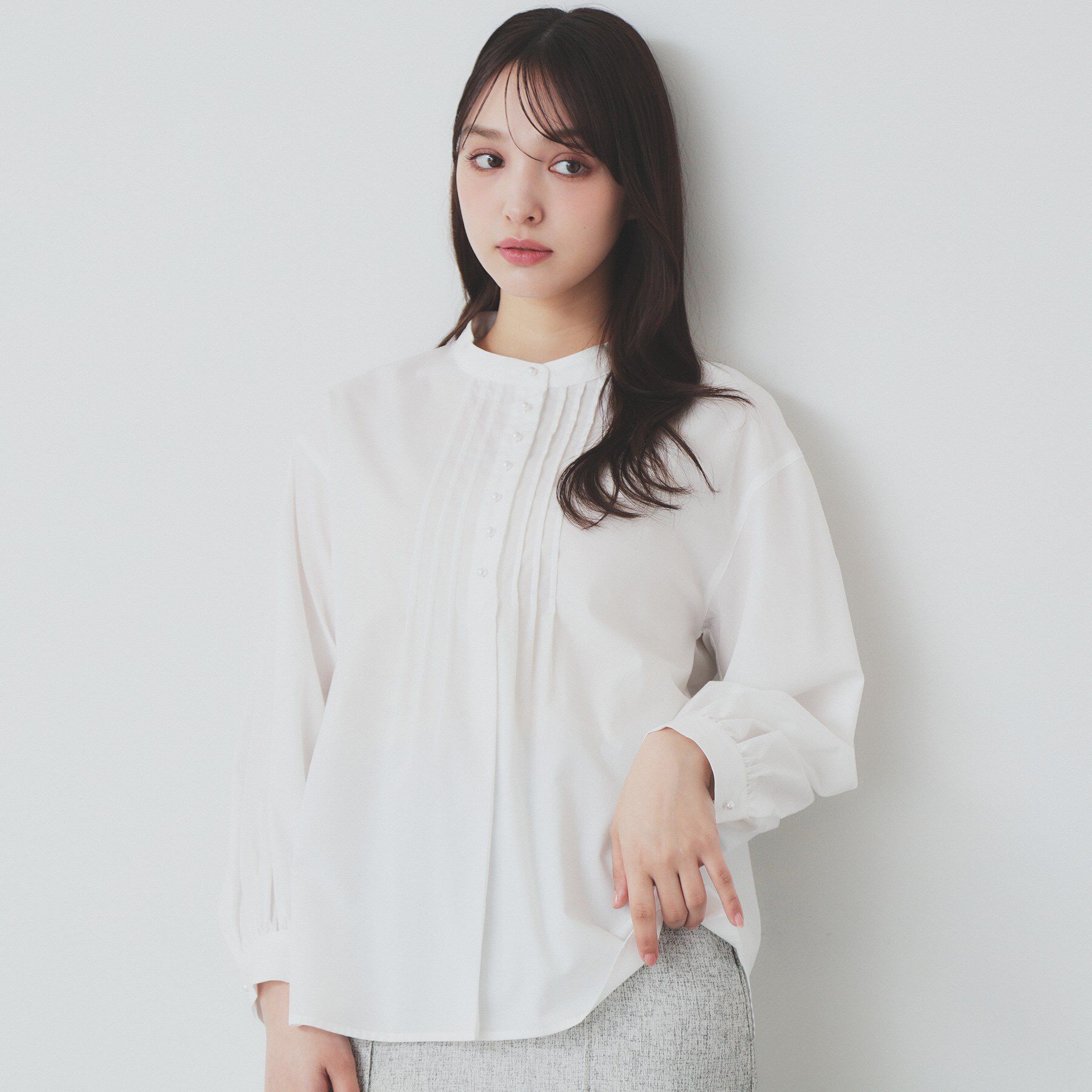 index「《6color》ラメラインバンドカラーシャツ【洗濯機洗い可/イージーアイロン/防シワ】」|シャツ・ブラウス|