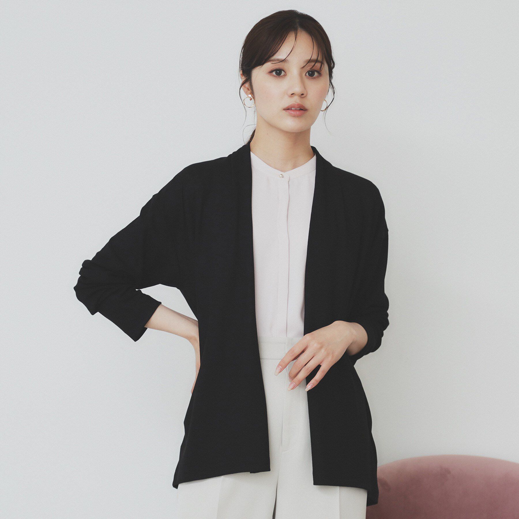 index「シアージャージミドル丈カーディガン【接触冷感/UVケア/洗濯機洗い可】」|カーディガン|ブラック(019)