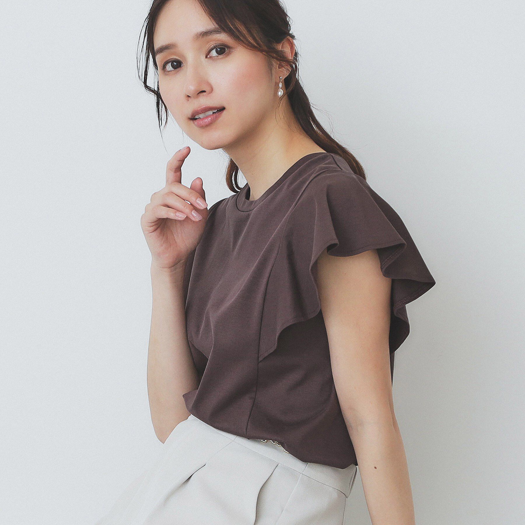 index「《美人百花掲載/XS-3Lサイズ》フレアスリーブバックシャントップス【接触冷感/UVケア/洗濯機洗い」|Tシャツ・カットソー|