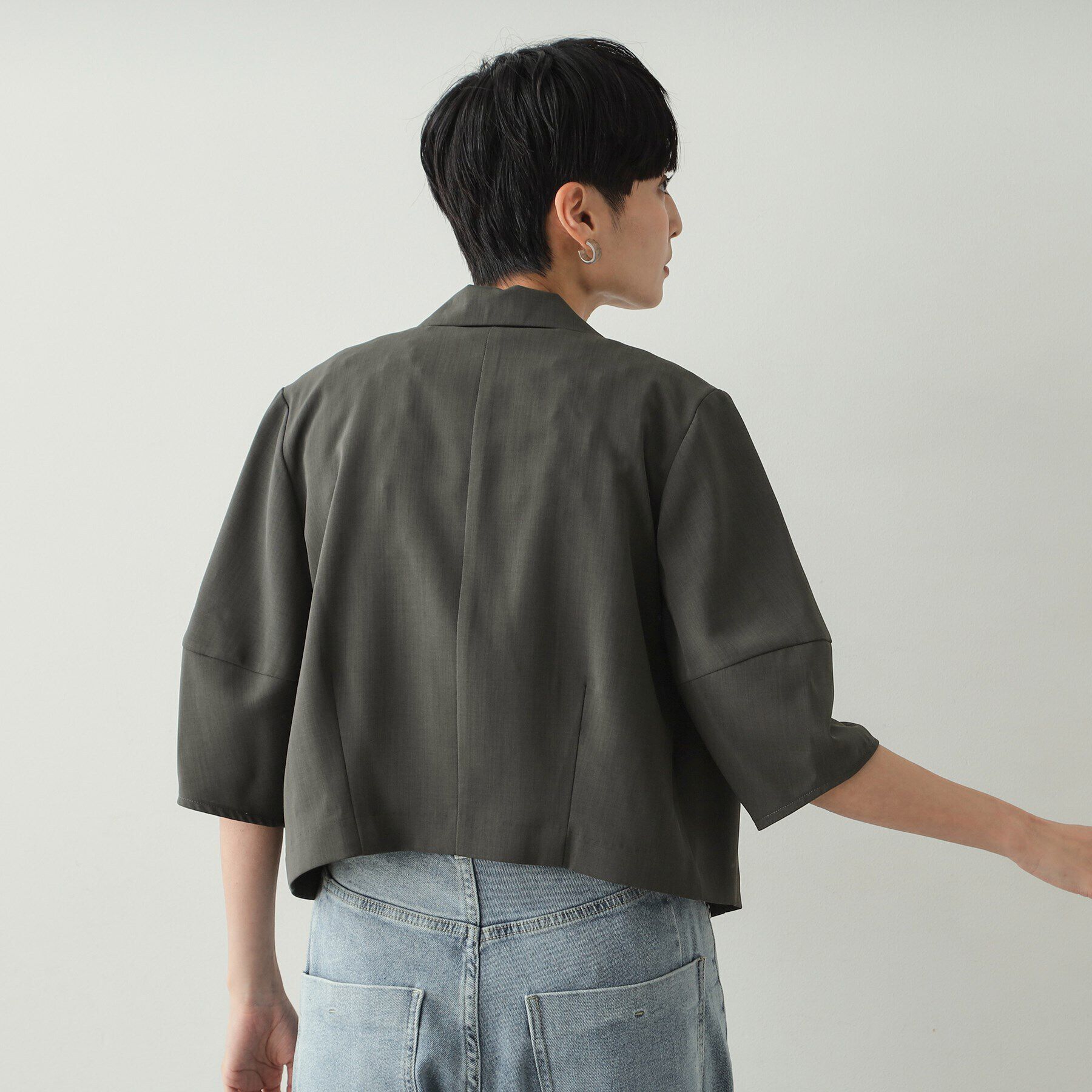 OPAQUE.CLIP「ランタンスリーブテーラードジャケット【洗濯機洗い可】」|テーラードジャケット|