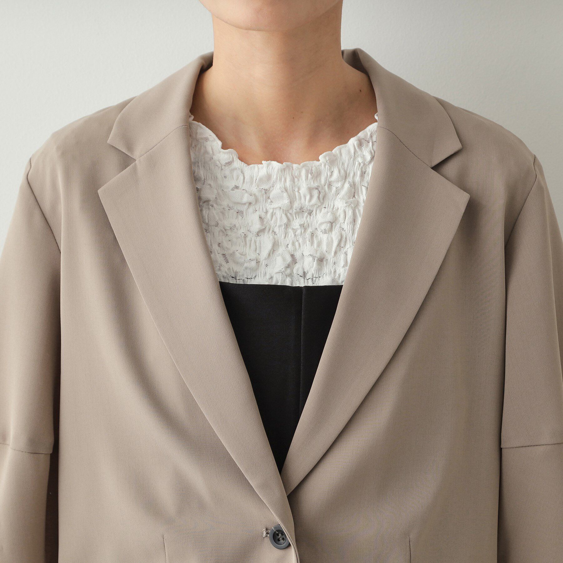 OPAQUE.CLIP「ランタンスリーブテーラードジャケット【洗濯機洗い可】」|テーラードジャケット|