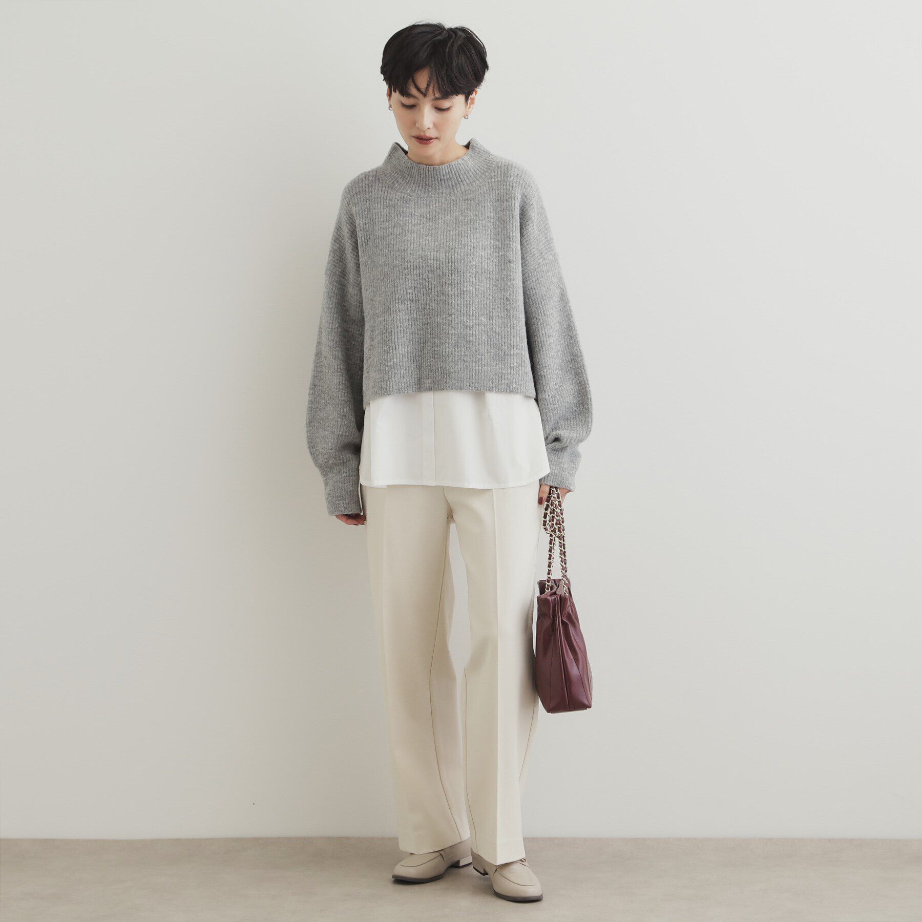 OPAQUE.CLIP「《ツインセット》ミドルゲージショートニット&times;ドッキングタンク【洗濯機洗い可】」|ニット・セーター|