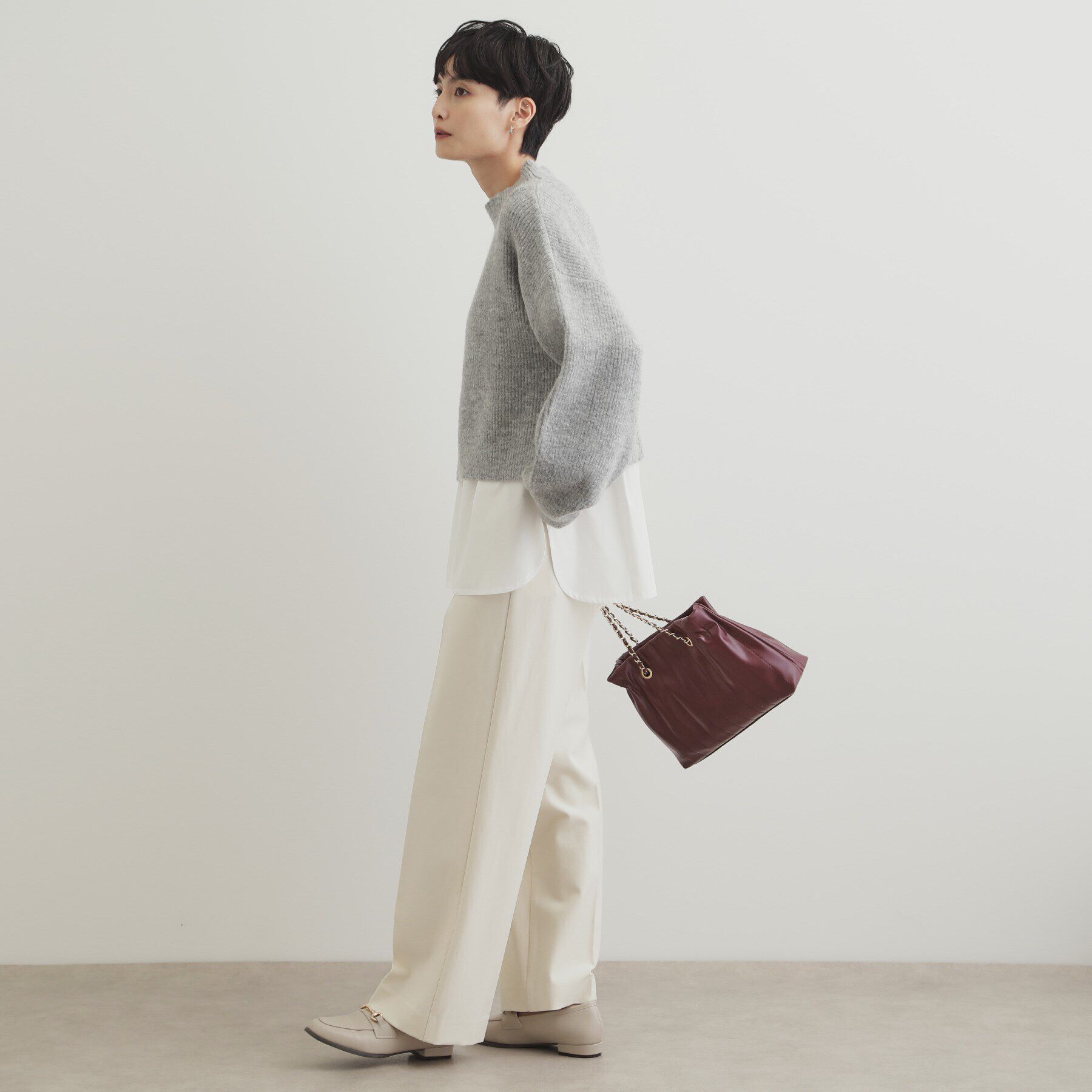 OPAQUE.CLIP「《ツインセット》ミドルゲージショートニット&times;ドッキングタンク【洗濯機洗い可】」|ニット・セーター|