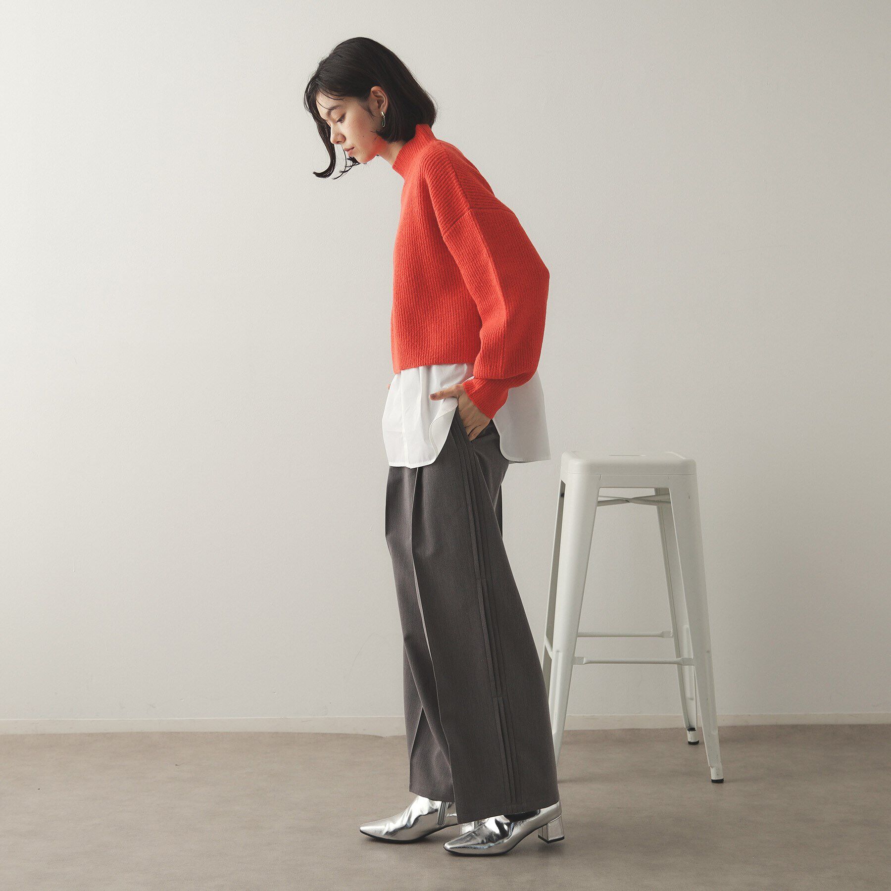 OPAQUE.CLIP「《ツインセット》ミドルゲージショートニット&times;ドッキングタンク【洗濯機洗い可】」|ニット・セーター|