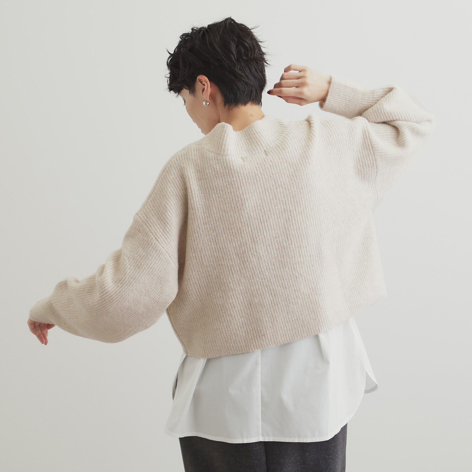 OPAQUE.CLIP「《ツインセット》ミドルゲージショートニット&times;ドッキングタンク【洗濯機洗い可】」|ニット・セーター|