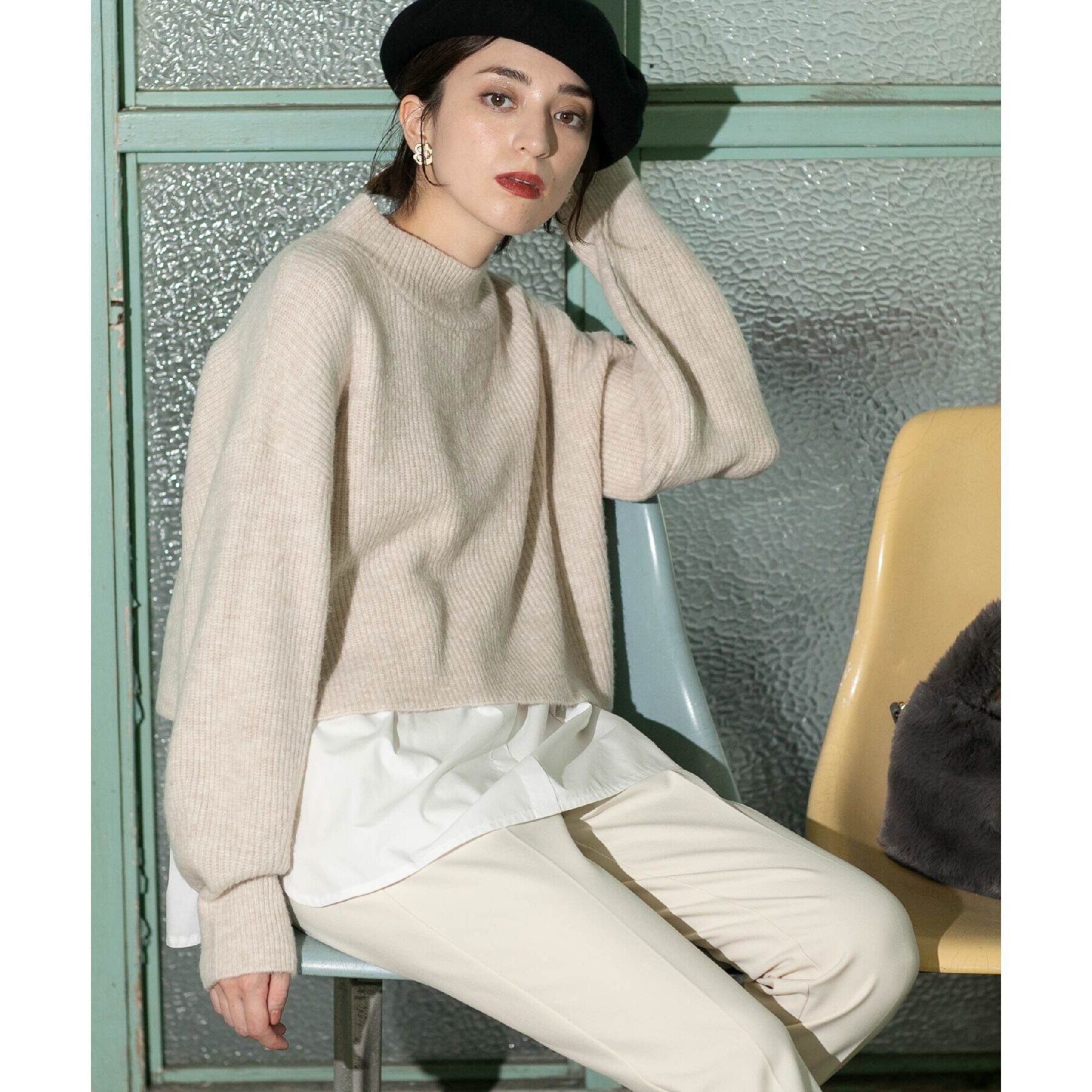 OPAQUE.CLIP「《ツインセット》ミドルゲージショートニット&times;ドッキングタンク【洗濯機洗い可】」|ニット・セーター|