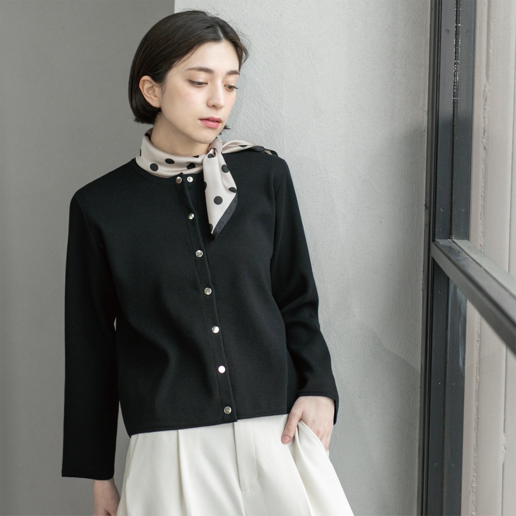 OPAQUE.CLIP「スナップボタンショートニットカーディガン【洗濯機洗い可】」|カーディガン|