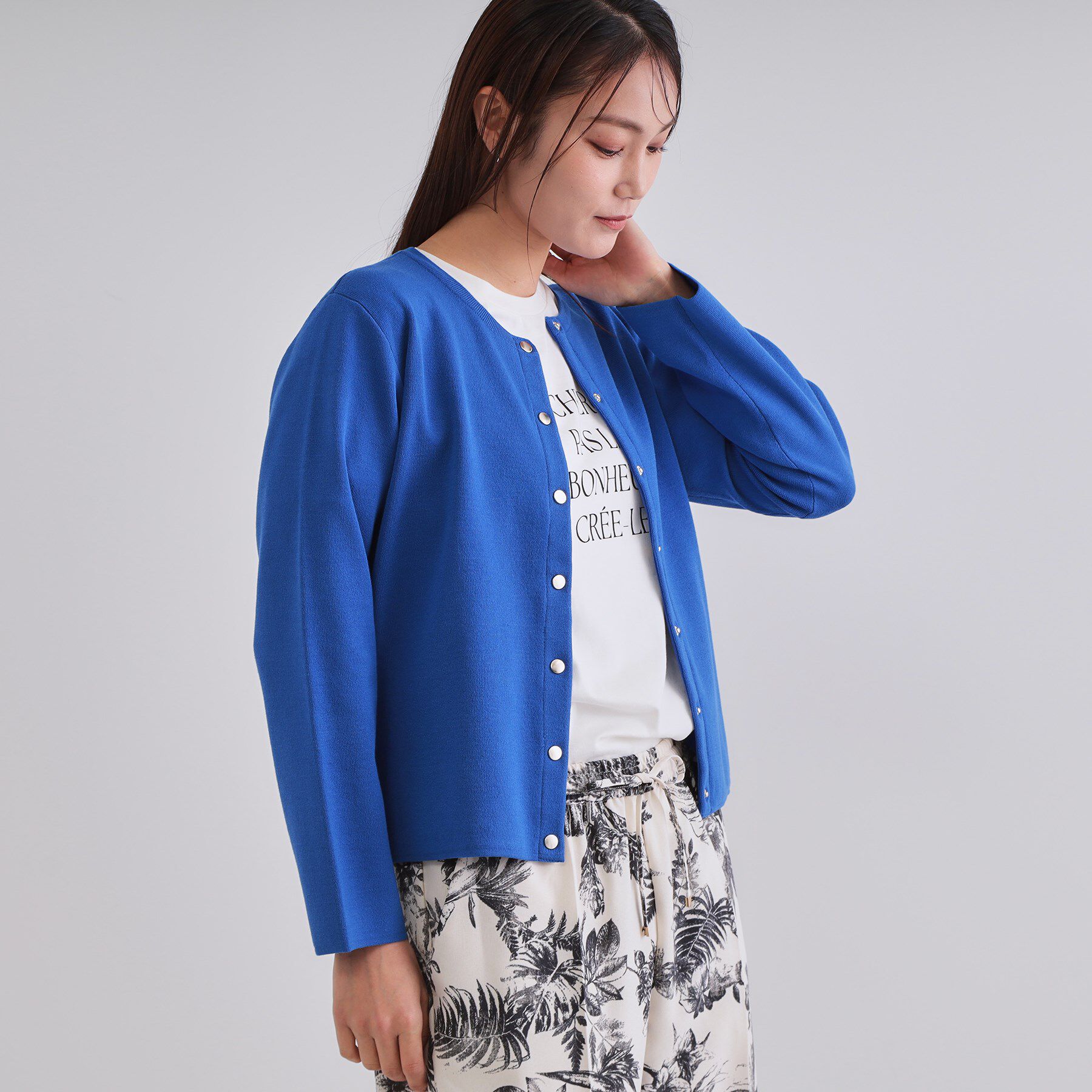 OPAQUE.CLIP「スナップボタンショートニットカーディガン【洗濯機洗い可】」|カーディガン|