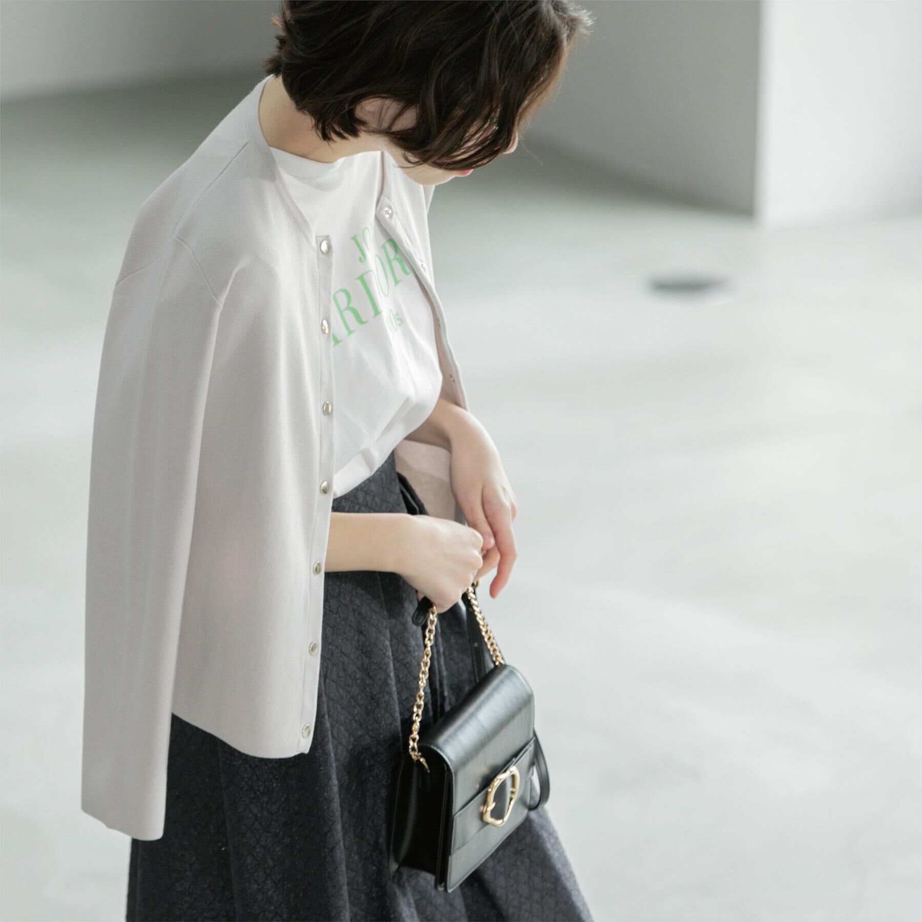 OPAQUE.CLIP「スナップボタンショートニットカーディガン【洗濯機洗い可】」|カーディガン|