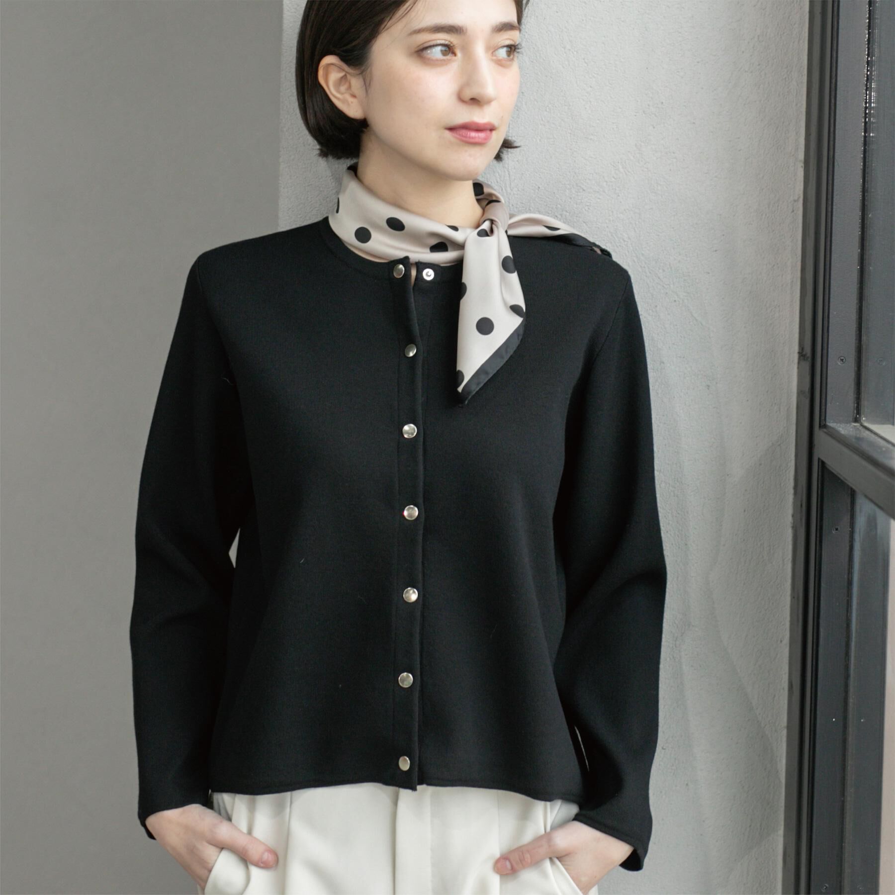 OPAQUE.CLIP「スナップボタンショートニットカーディガン【洗濯機洗い可】」|カーディガン|