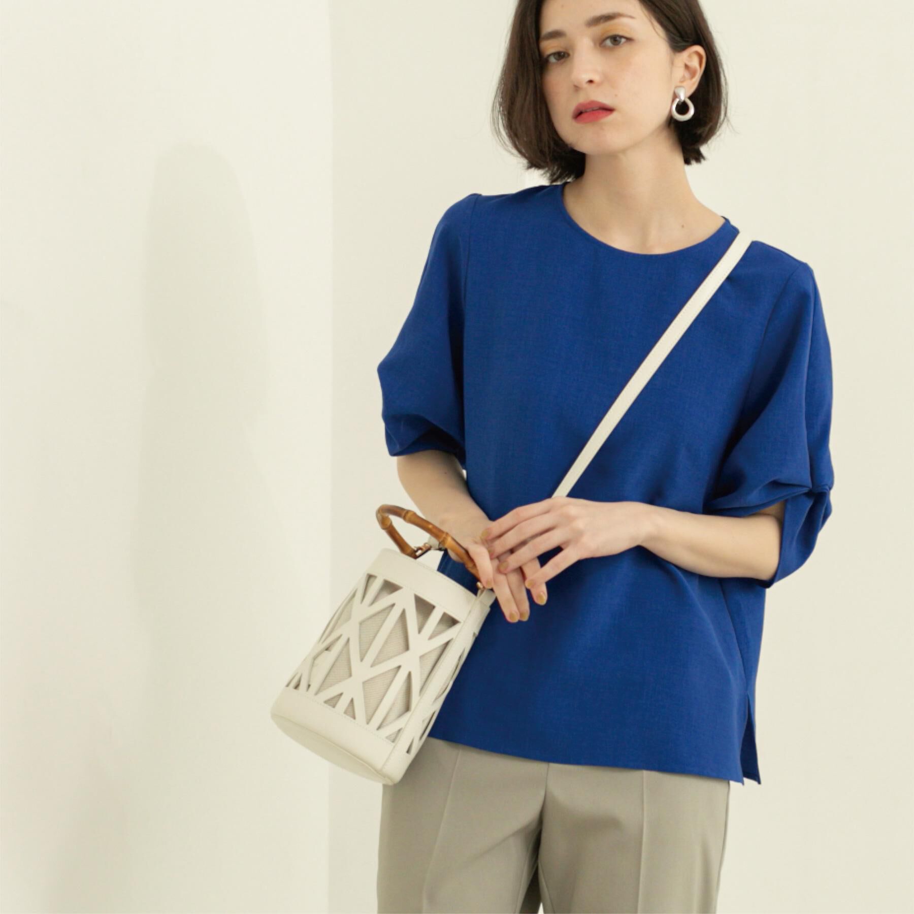 OPAQUE.CLIP「リネンライクタックスリーブブラウス【洗濯機洗い可/吸水速乾/接触冷感】」|シャツ・ブラウス|