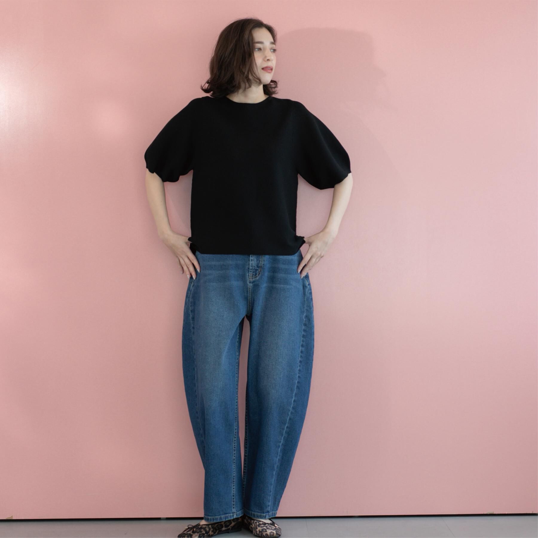 OPAQUE.CLIP「ストレッチバレルレッグデニム【洗濯機洗い可】」|デニム|