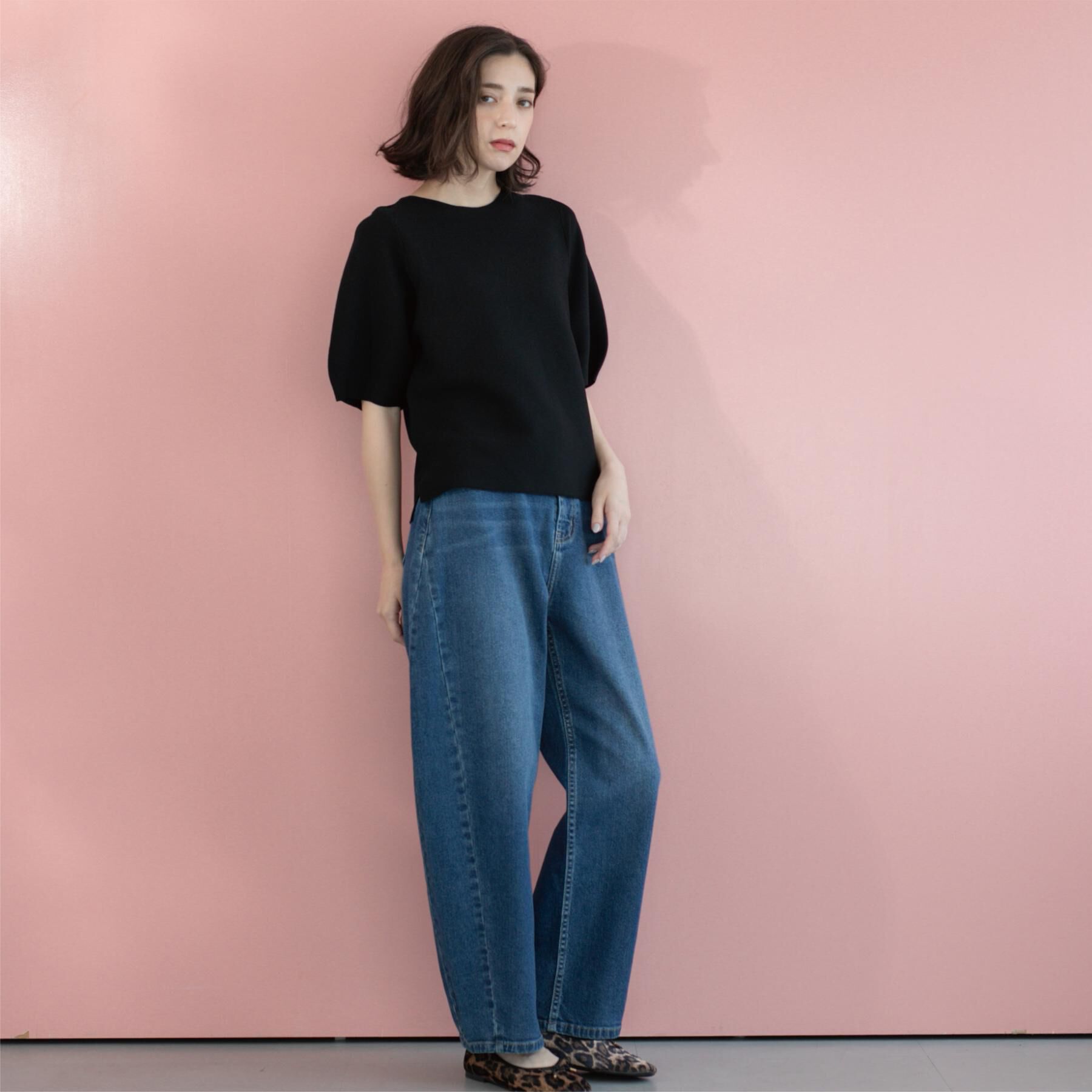 OPAQUE.CLIP「ストレッチバレルレッグデニム【洗濯機洗い可】」|デニム|