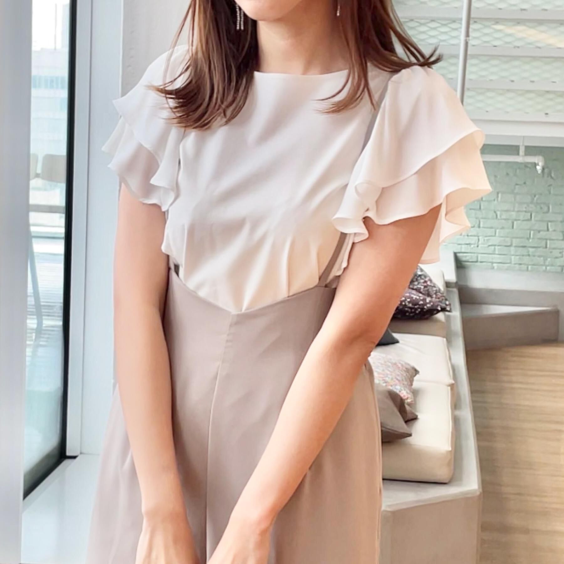 Couture broach「【接触冷感・UVカット・二の腕カバー】ラッフルフレアスリーブ」|Tシャツ・カットソー|