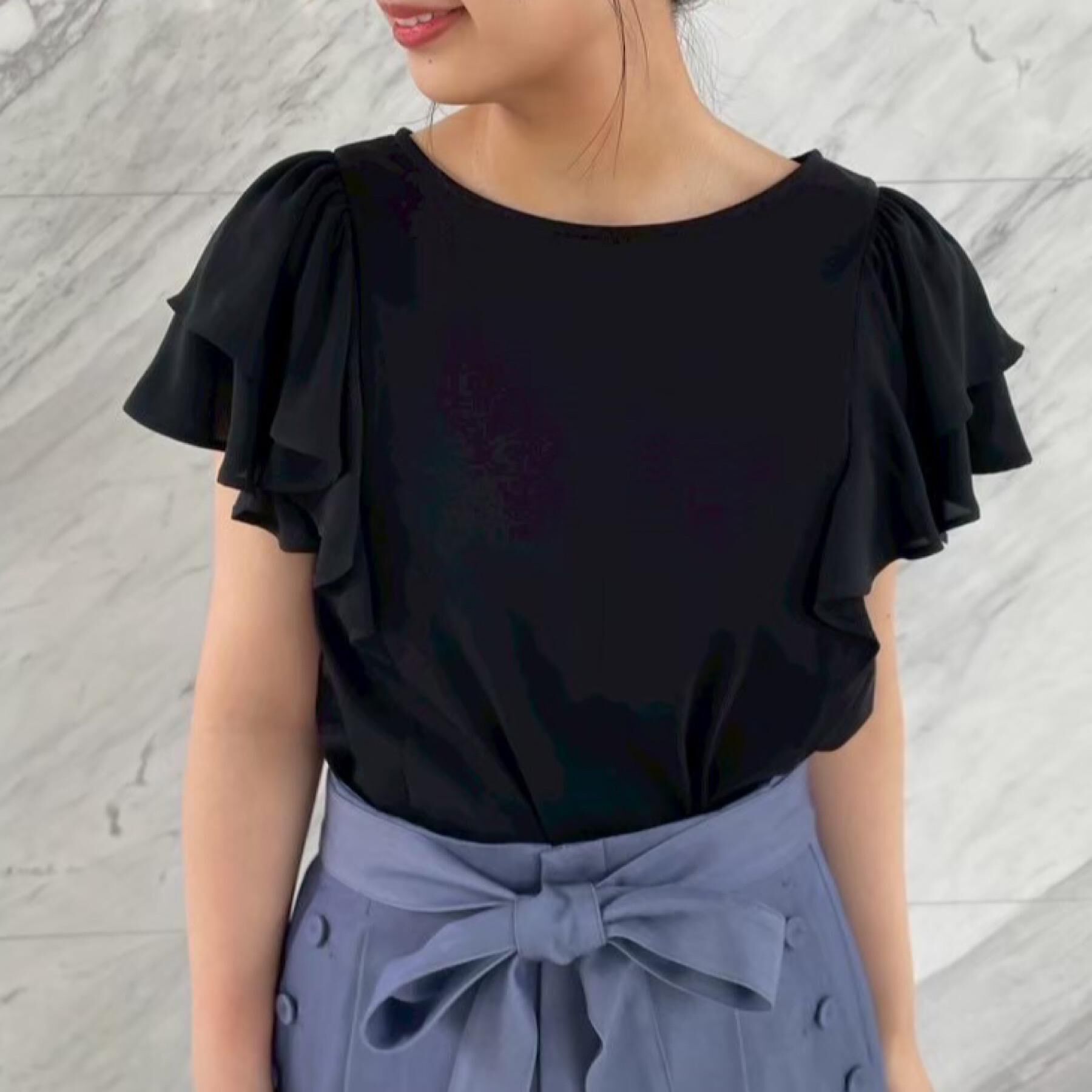 Couture broach「【接触冷感・UVカット・二の腕カバー】ラッフルフレアスリーブ」|Tシャツ・カットソー|