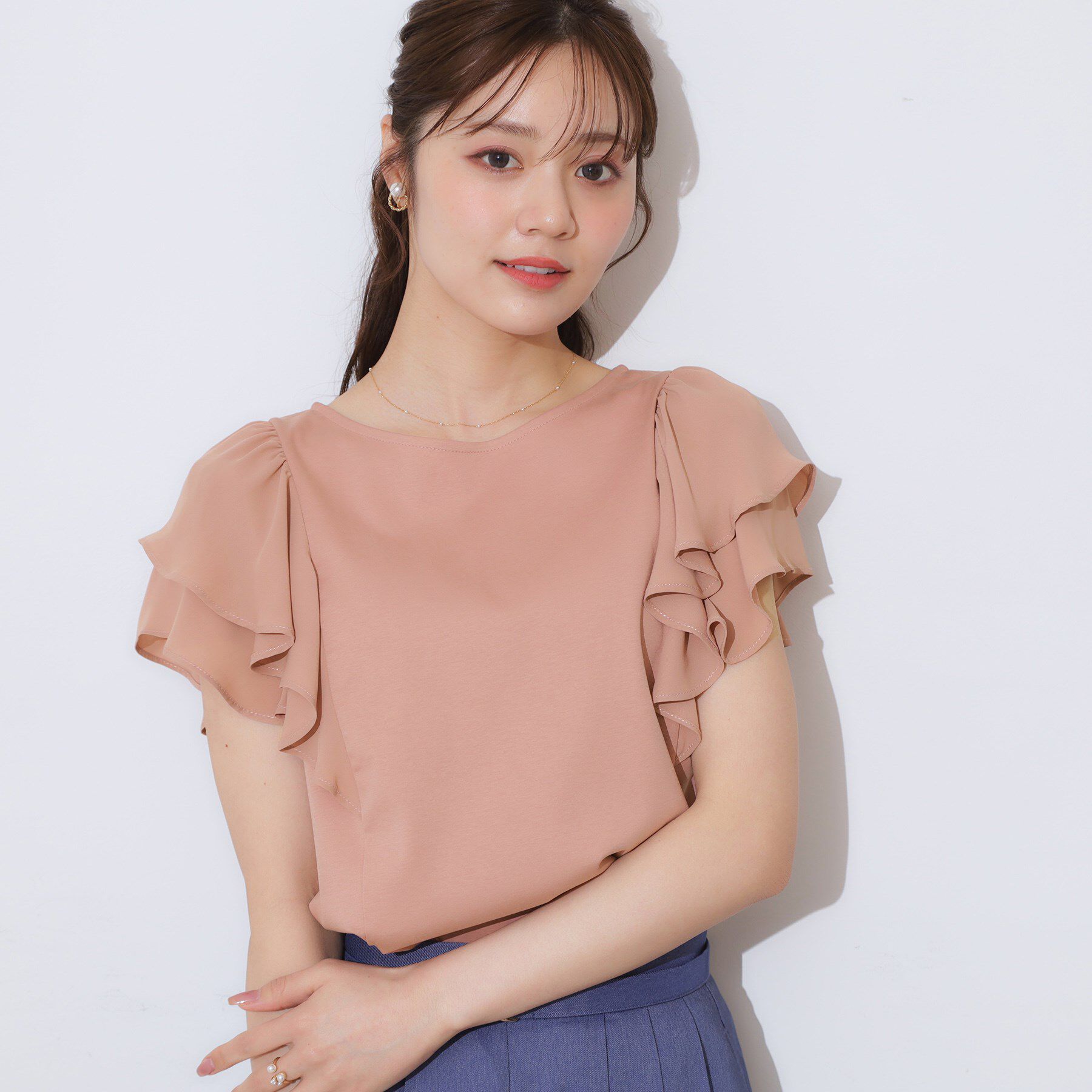 Couture broach「【接触冷感・UVカット・二の腕カバー】ラッフルフレアスリーブ」|Tシャツ・カットソー|