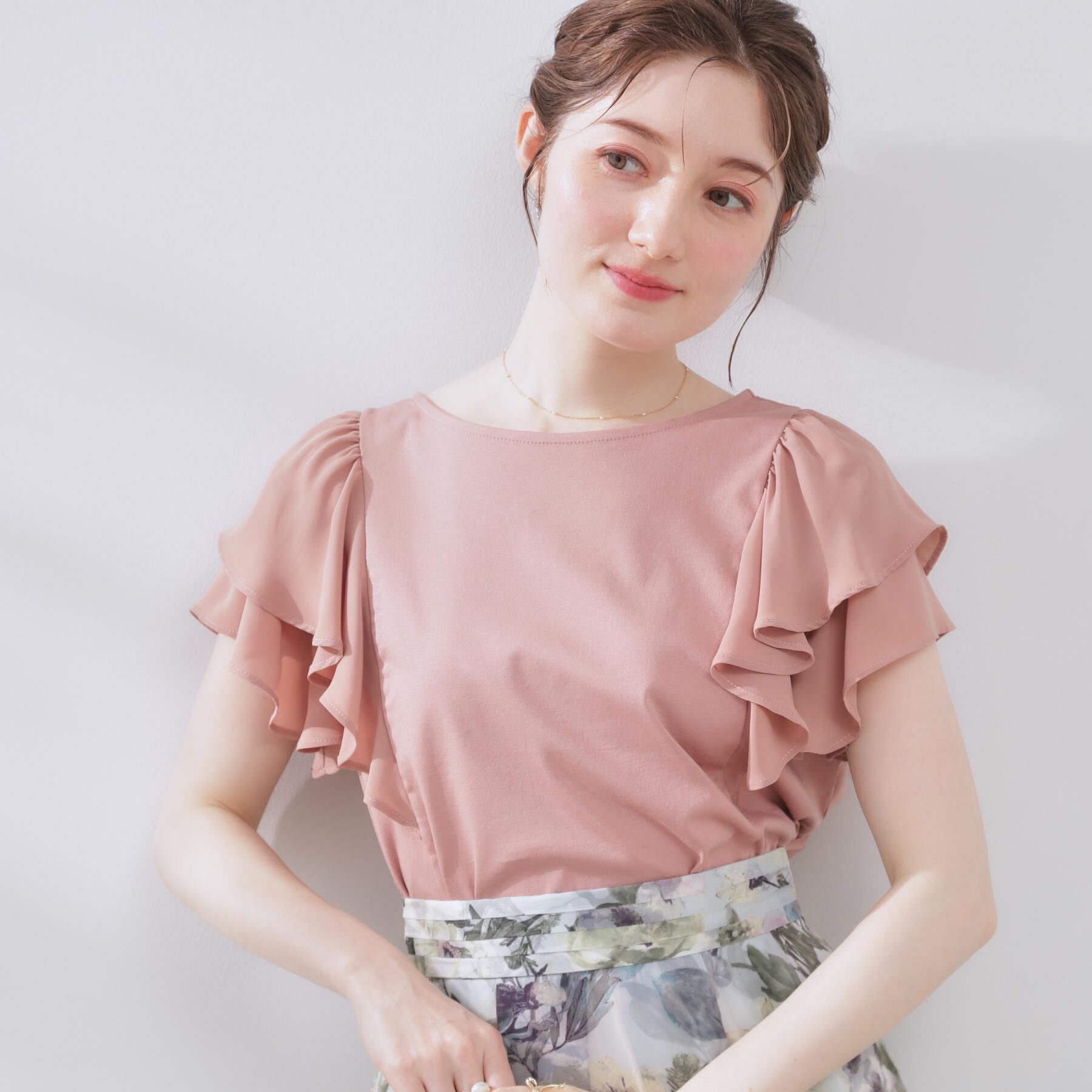 Couture broach「【接触冷感・UVカット・二の腕カバー】ラッフルフレアスリーブ」|Tシャツ・カットソー|