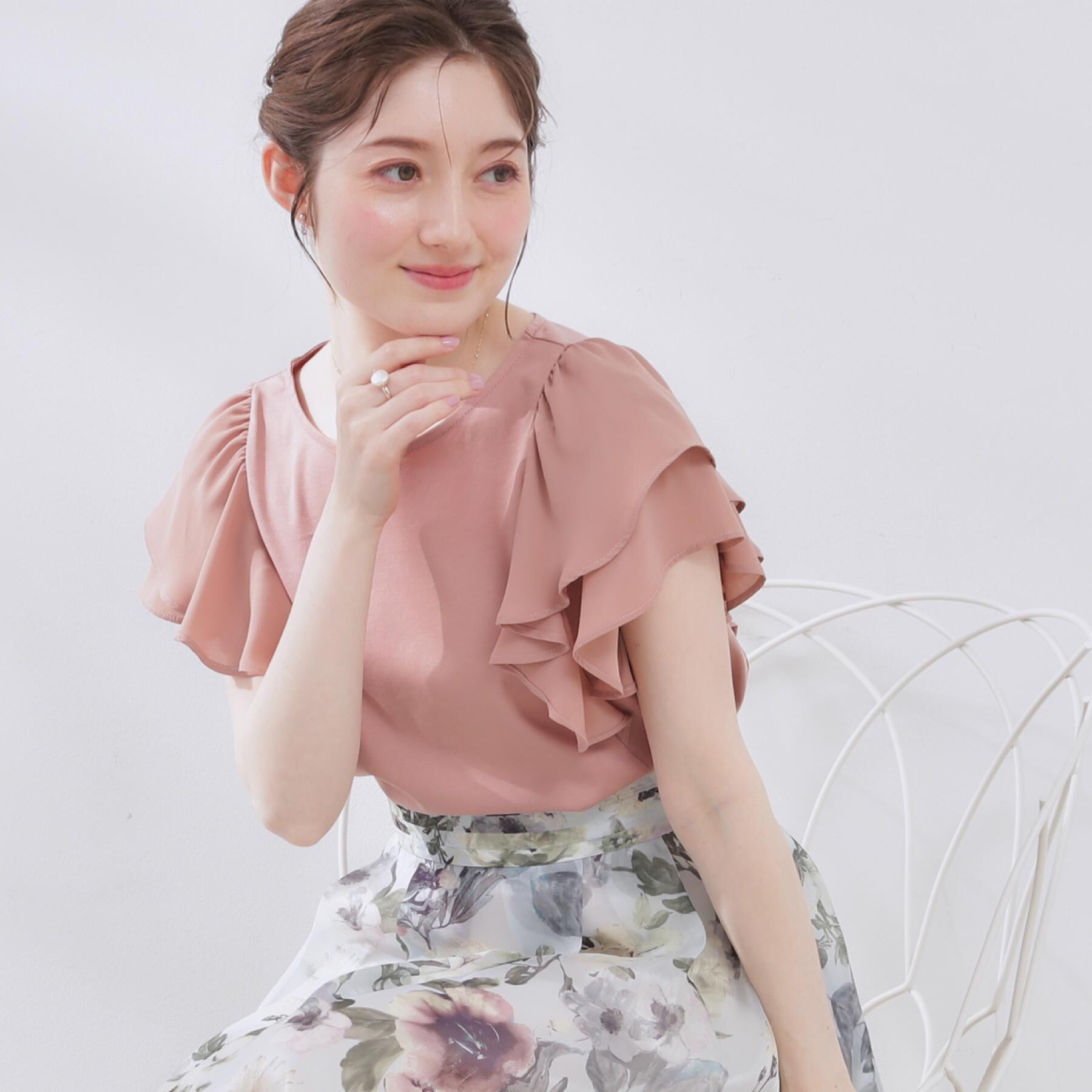 Couture broach「【接触冷感・UVカット・二の腕カバー】ラッフルフレアスリーブ」|Tシャツ・カットソー|