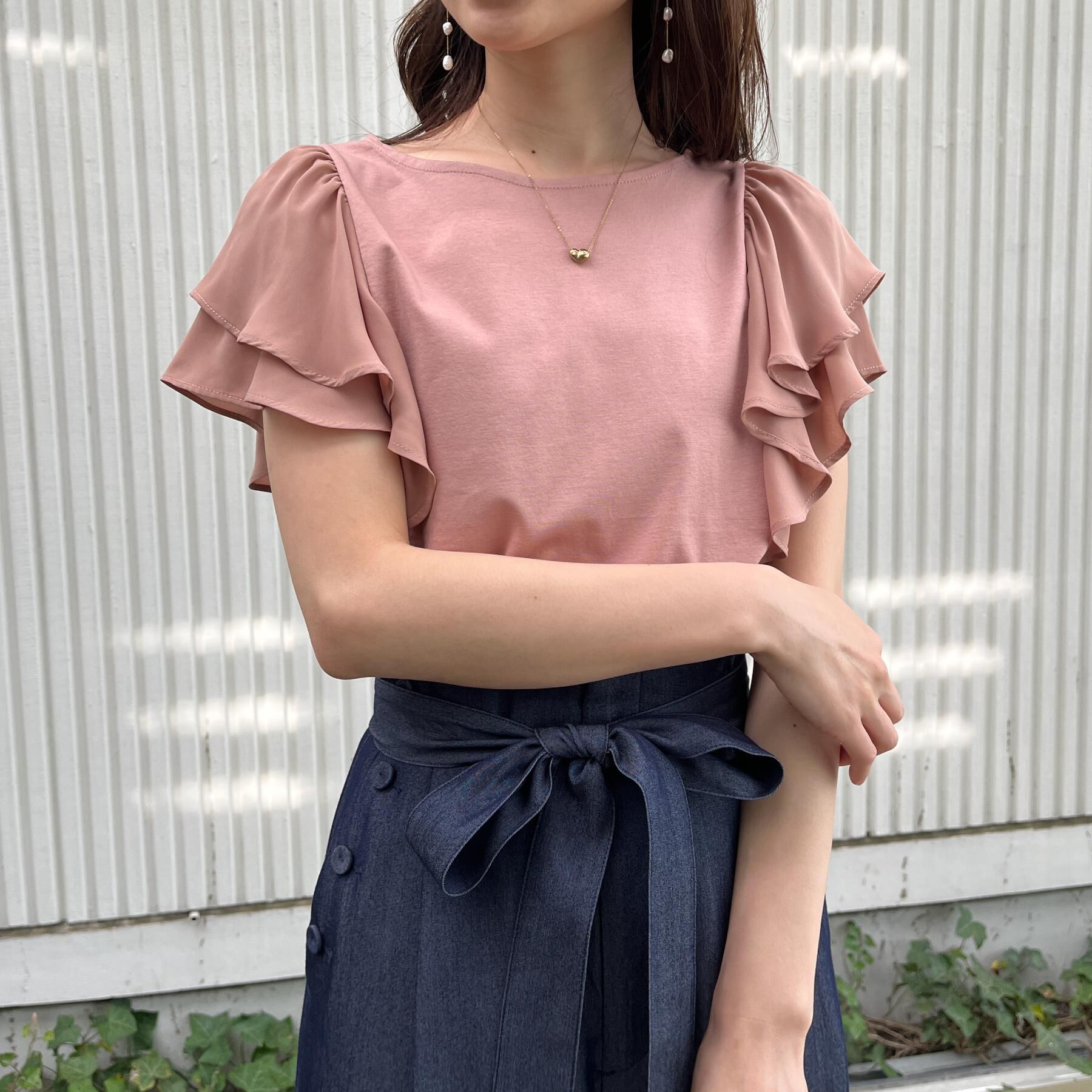 Couture broach「【接触冷感・UVカット・二の腕カバー】ラッフルフレアスリーブ」|Tシャツ・カットソー|