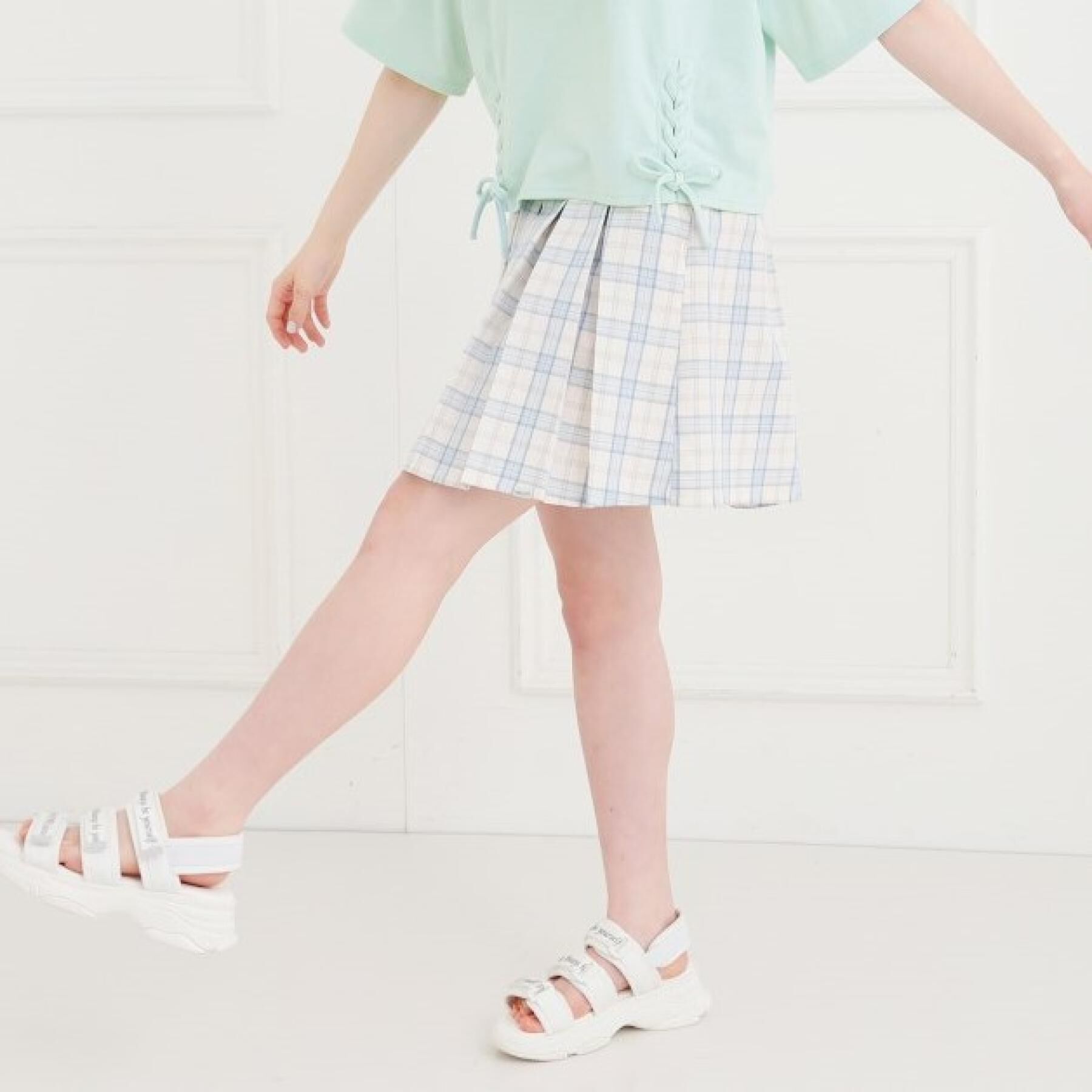 PINK-latte「インパンプリーツチェックスカート」|スカート|