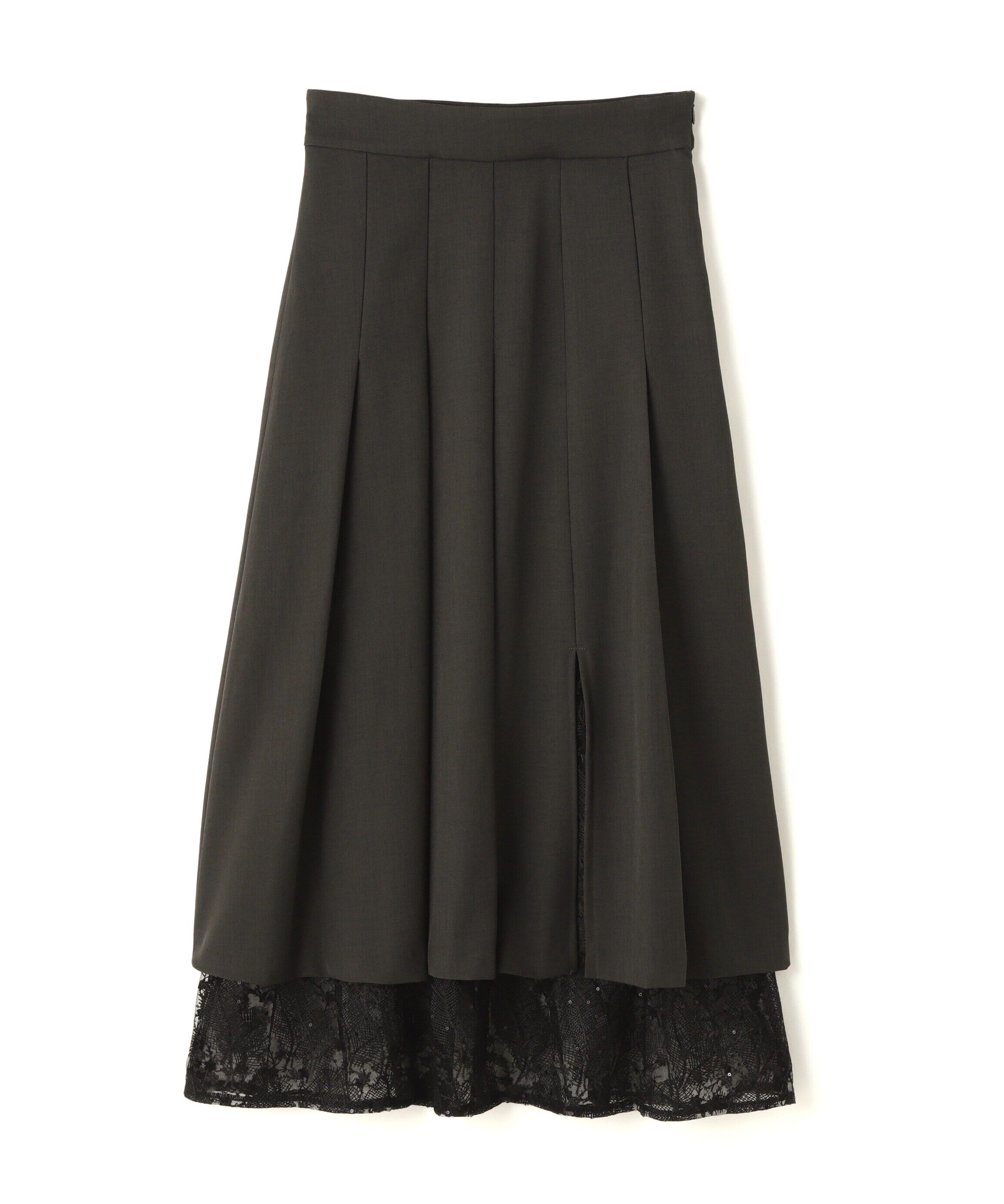 「レースレイヤードプリーツスカート」|スカート|