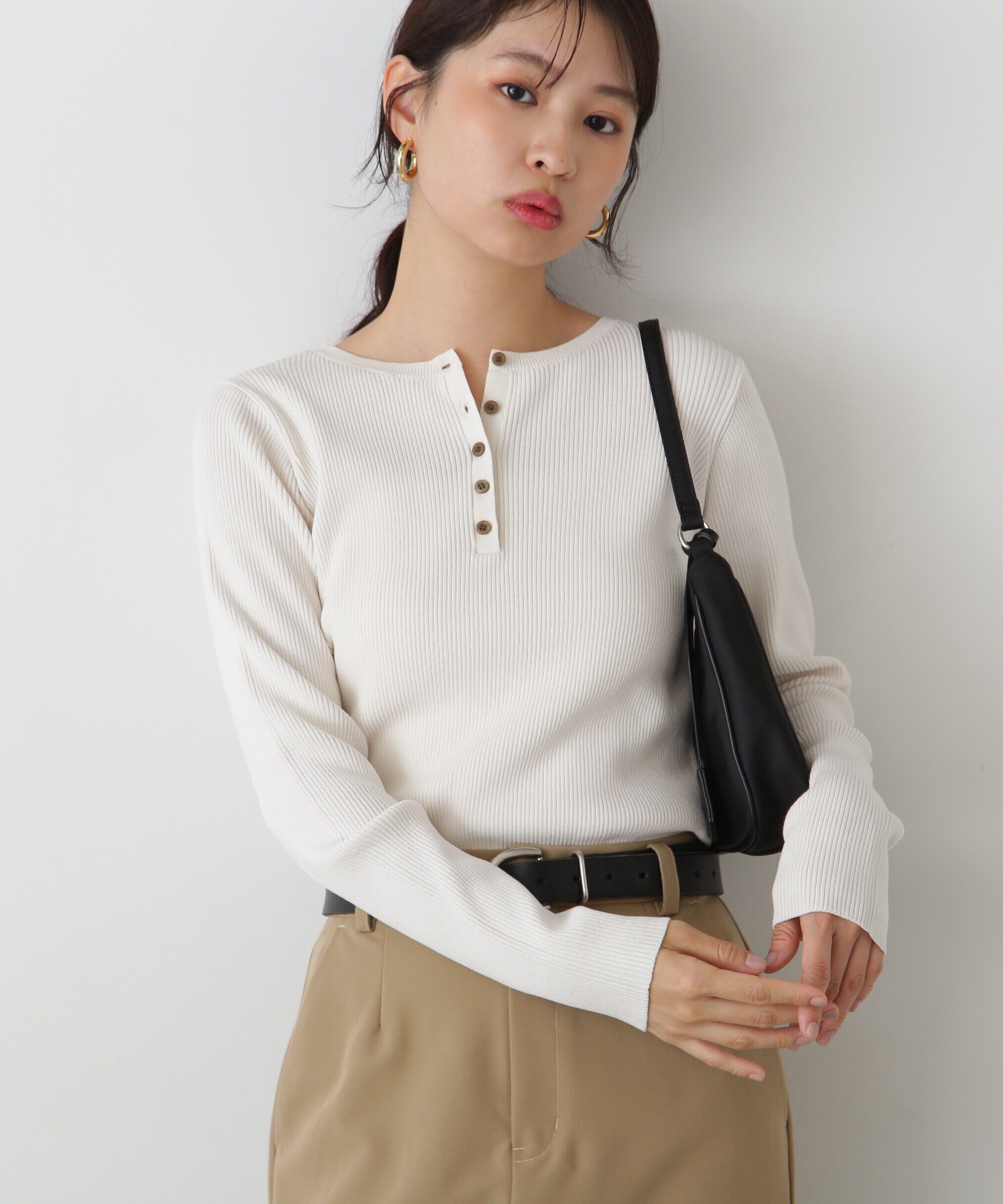  「ヘンリーネックプルオーバーニット」|ニット・セーター|オフ1